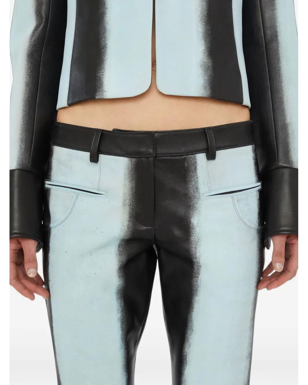 Christopher Esber Blue Scuffed Leather Trousers