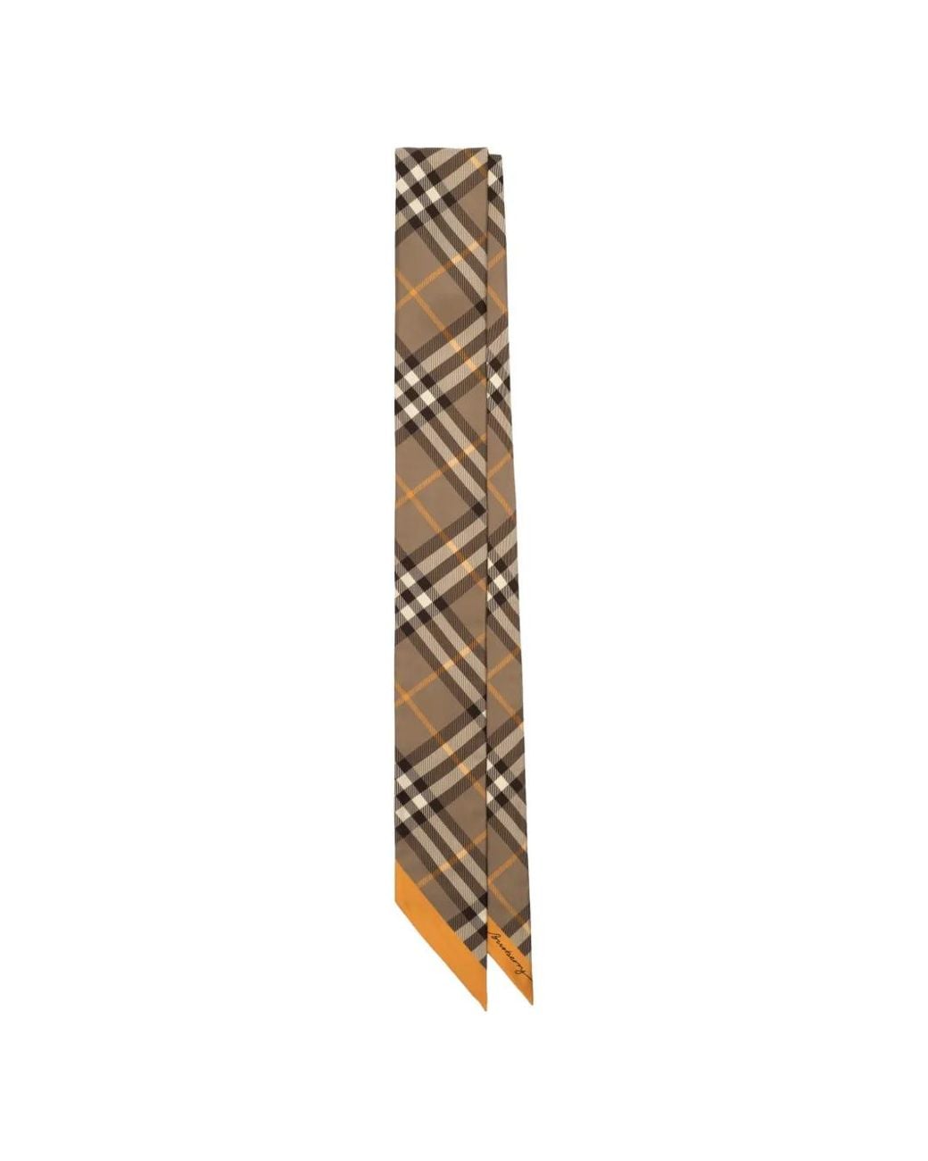 Burberry White Skinny Contrast Check Silk Scarf