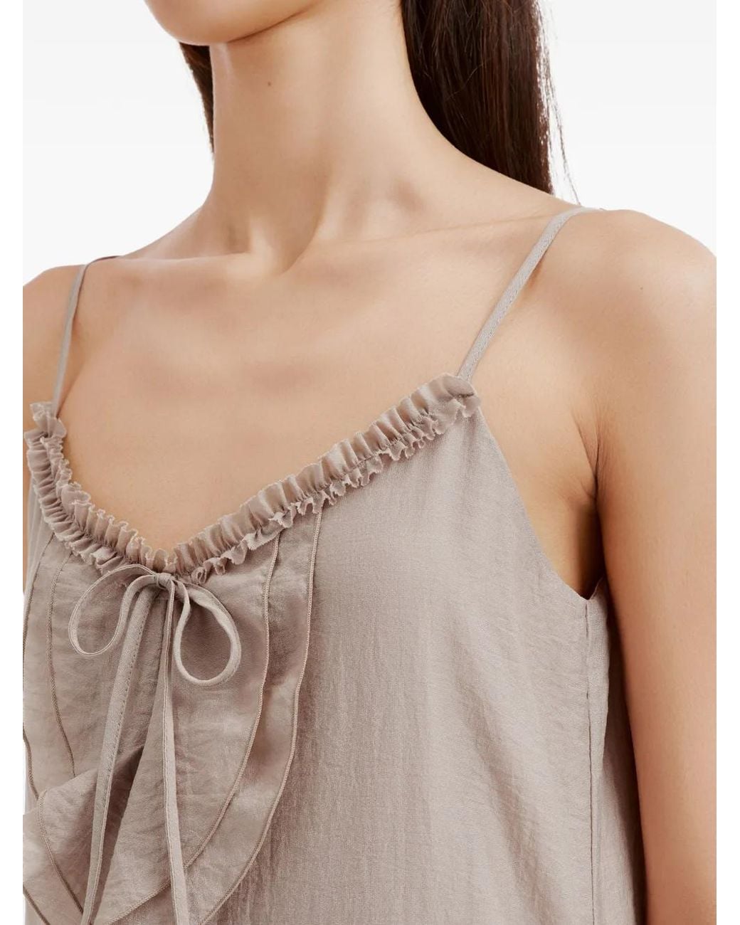 B+ AB Gray Ruffled Pleated Mini Dress