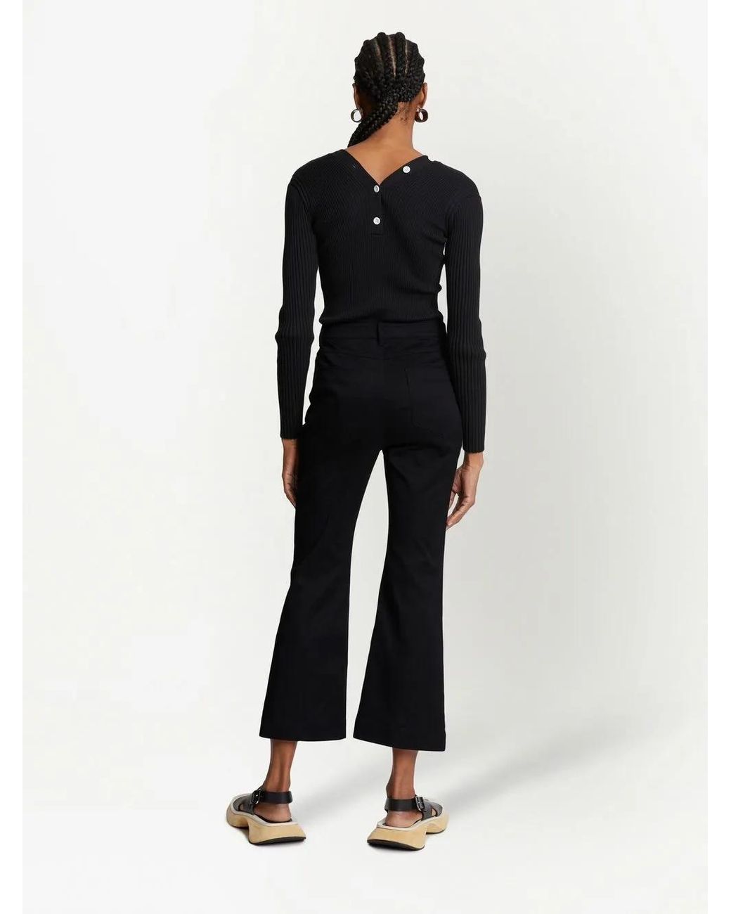 Proenza Schouler Black Cropped Flared Trousers