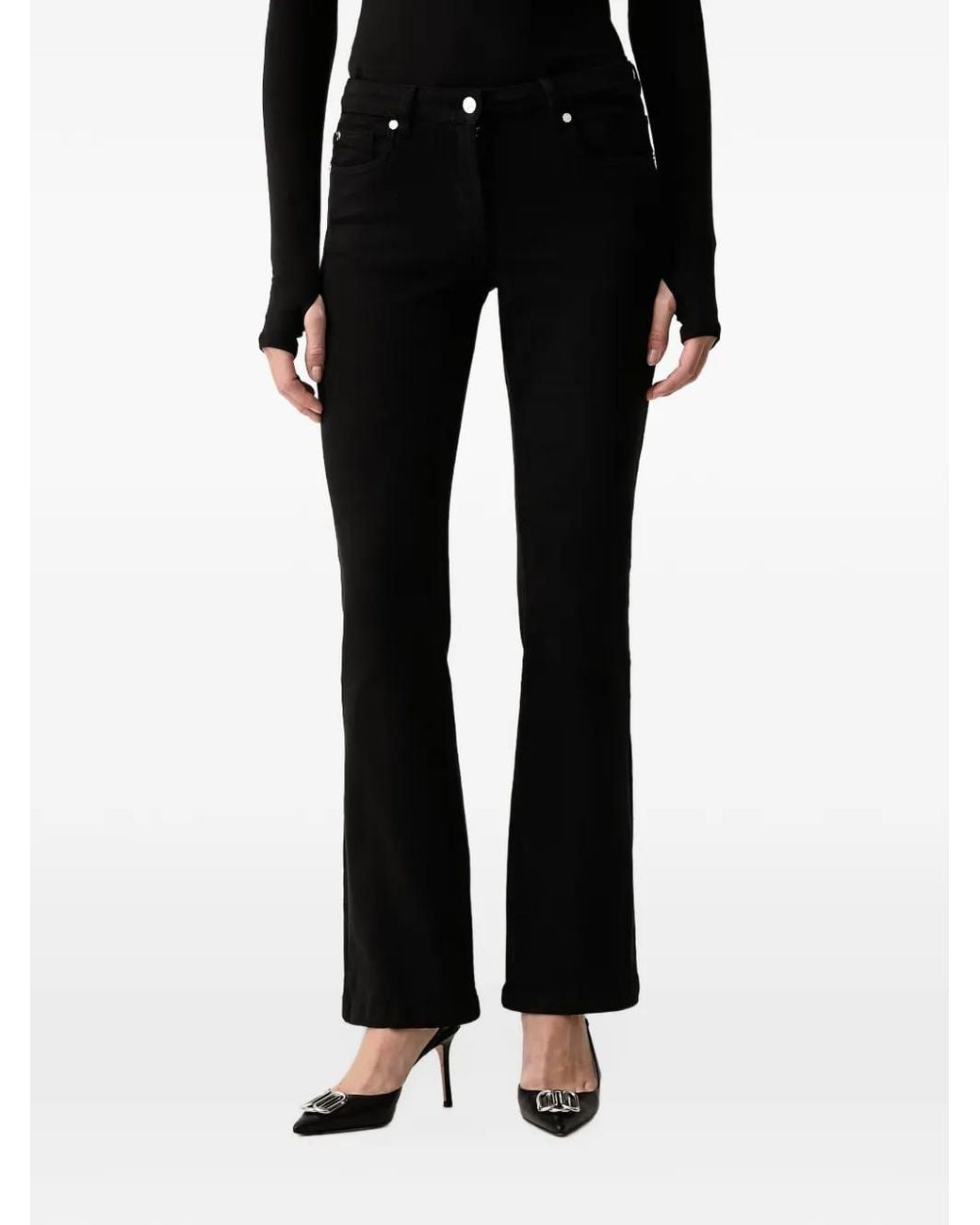 Silvian Heach Black Mid-Rise Flared Jeans