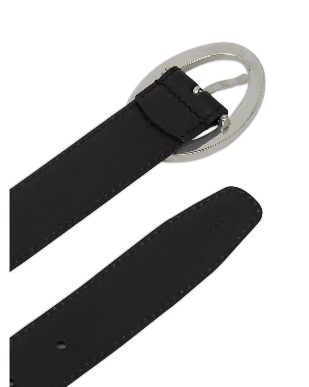 Karl Lagerfeld Black Rounded Buckle Belt
