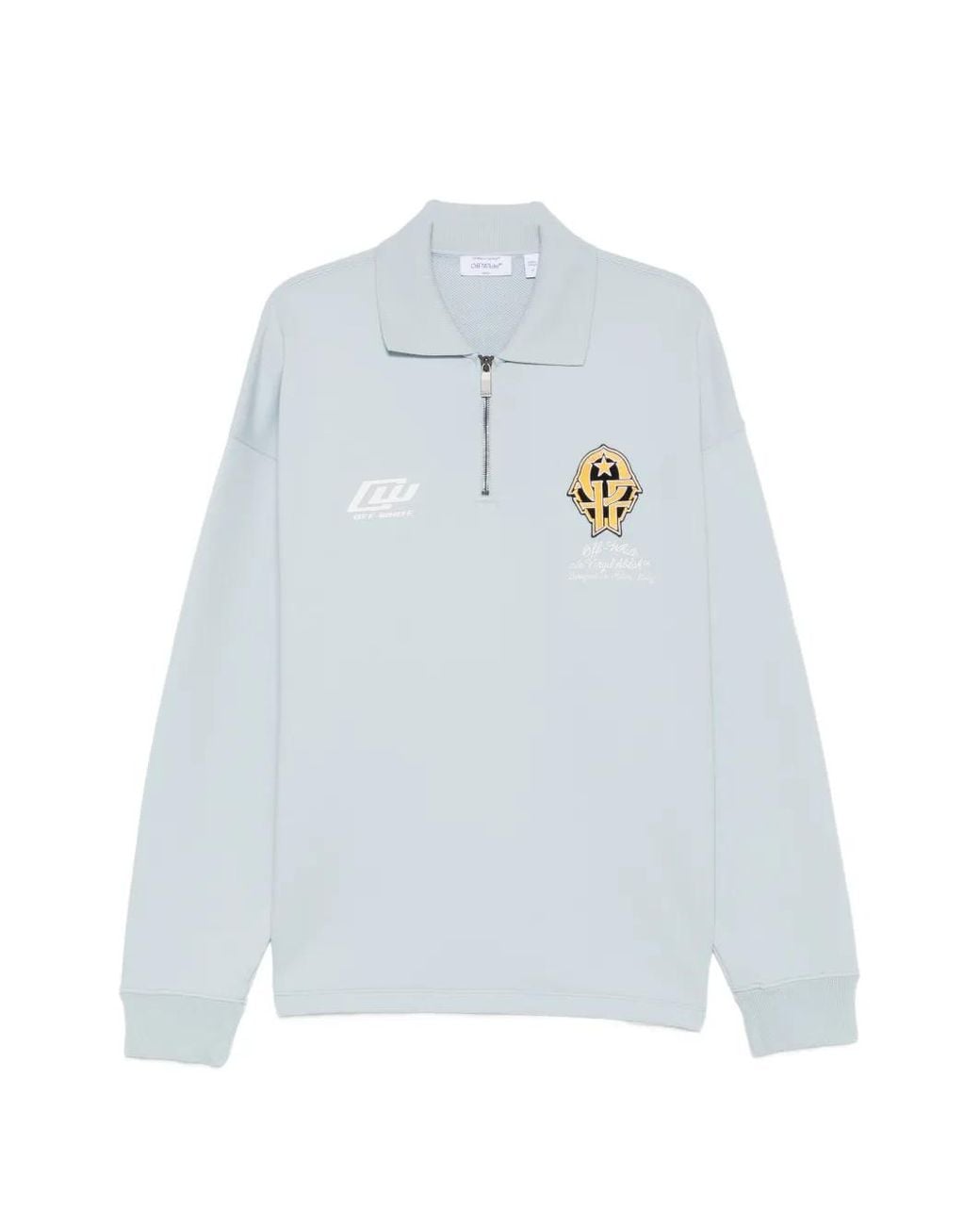 Off-White c/o Virgil Abloh Blue Logo-Patch Half-Zip Sweater for men