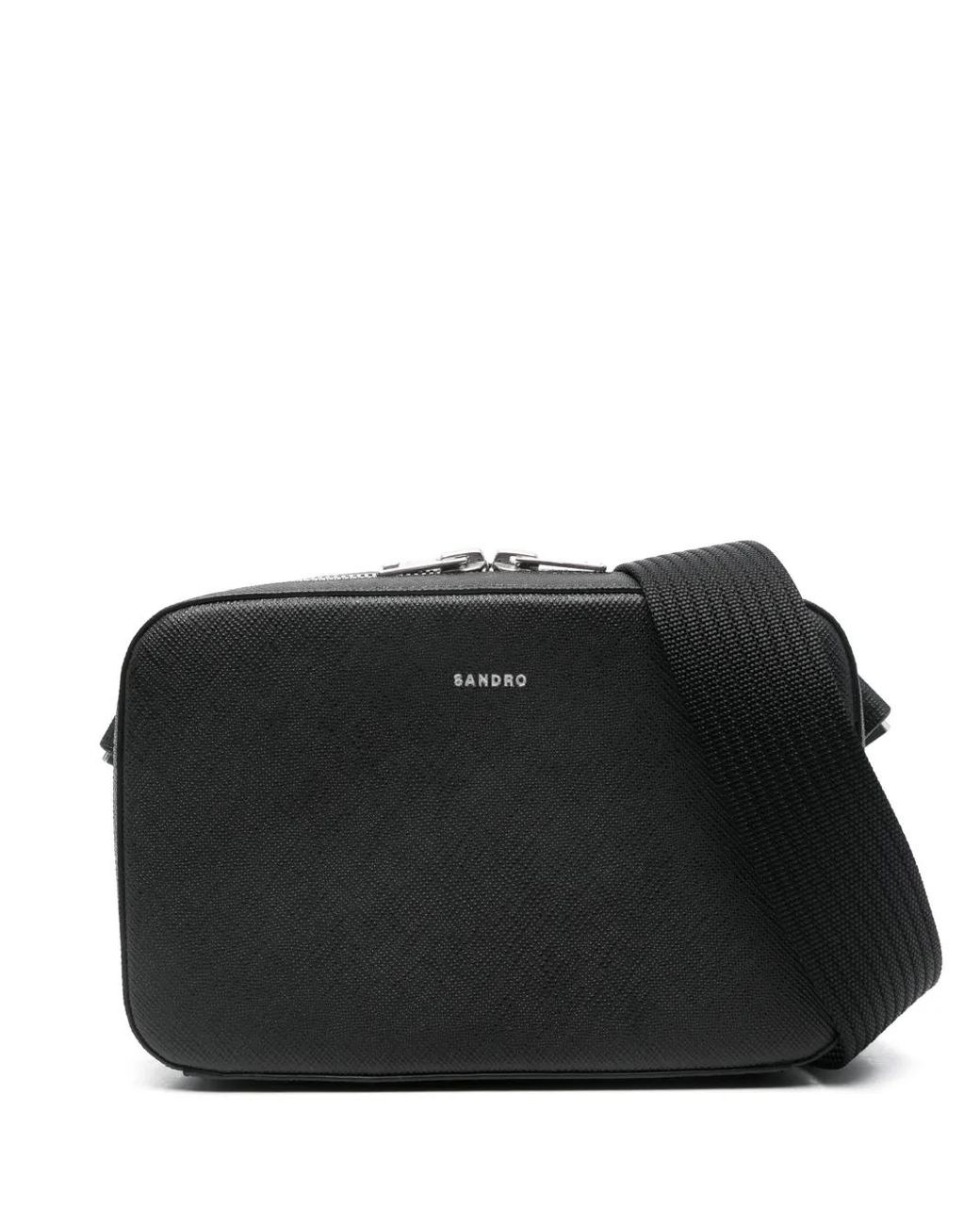 Sandro Black Small Reconstitued Leather Bag for men
