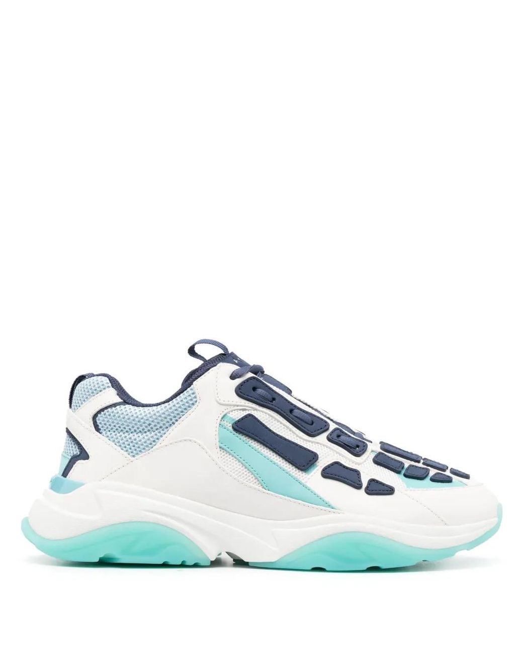 Amiri Blue Bone Runner Skeleton-appliqué Mesh Low-top Trainers for men