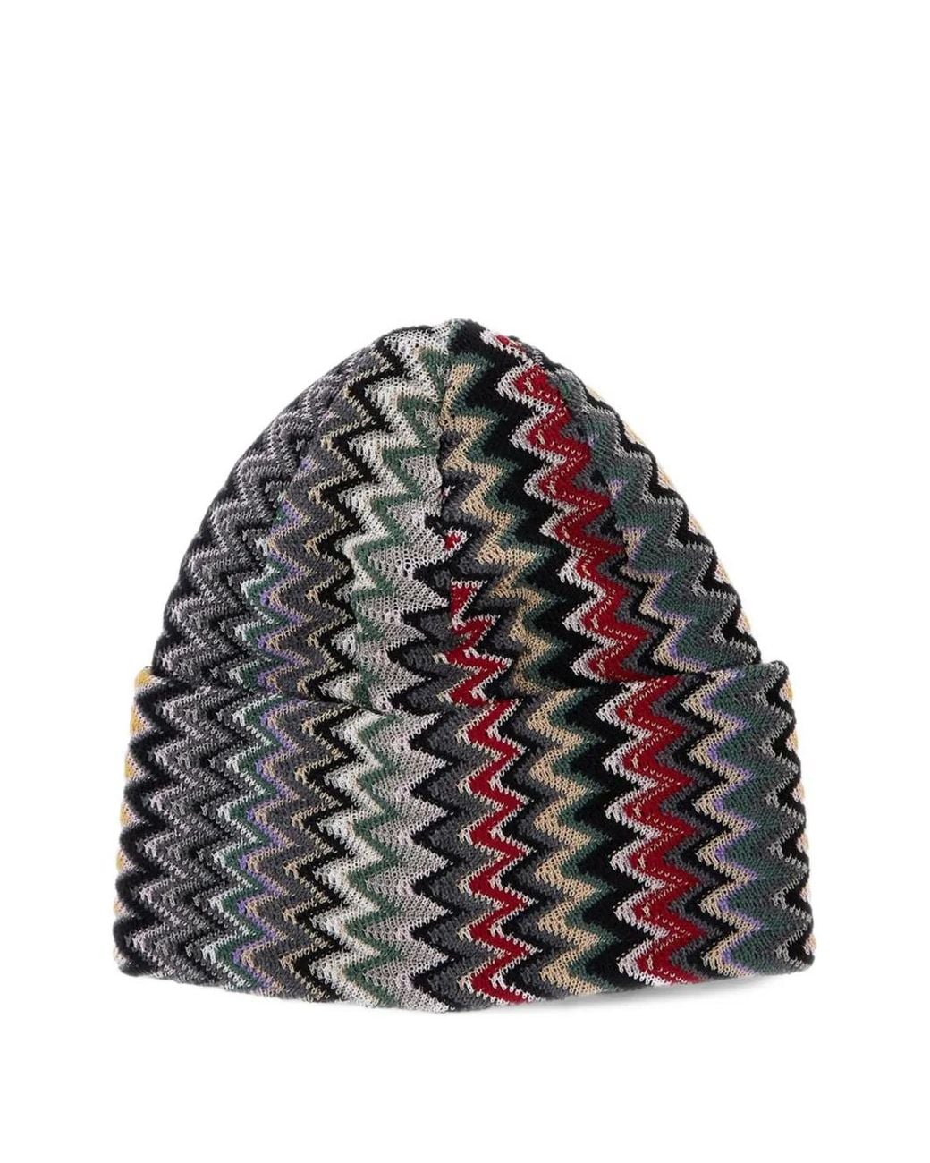 Missoni Gray Zigzag-Knit Beanie Hat