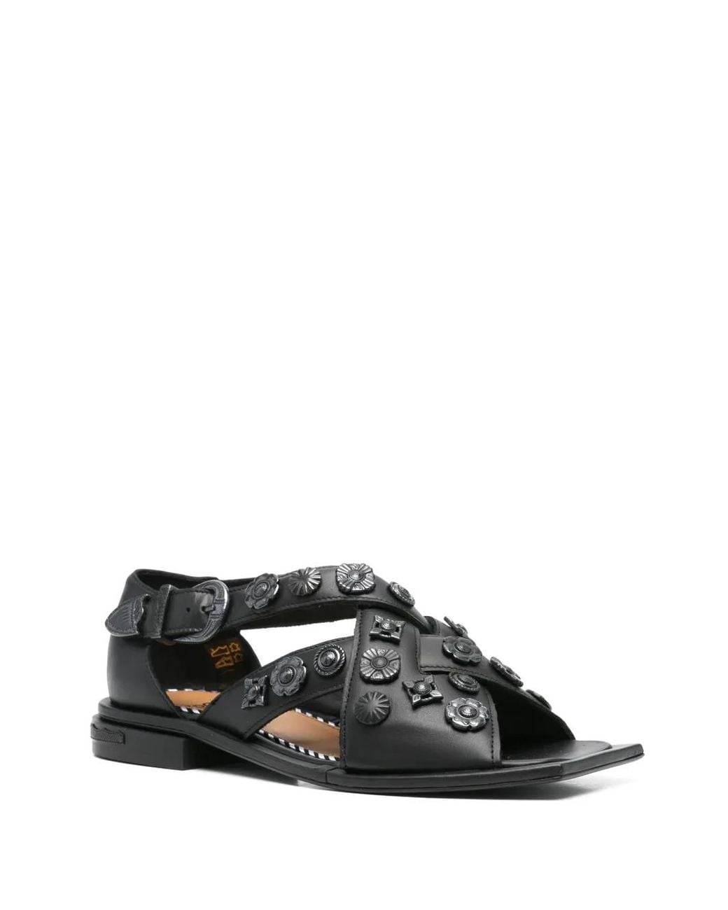 Toga Black Cross-Strap Sandals