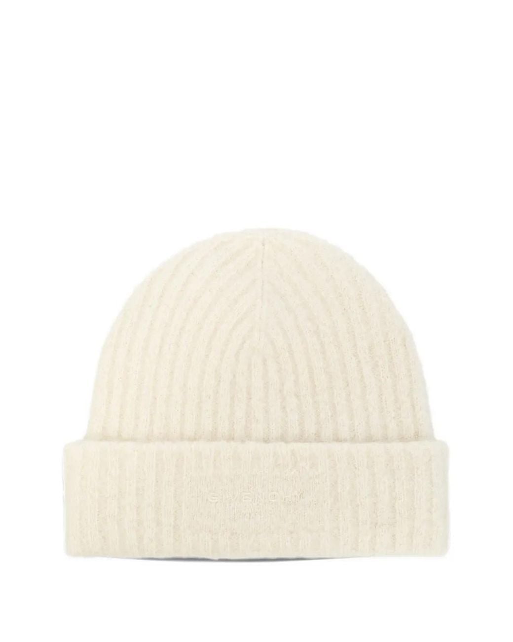 Givenchy Natural Logo-Embroidered Ribbed-Knit Beanie Hat