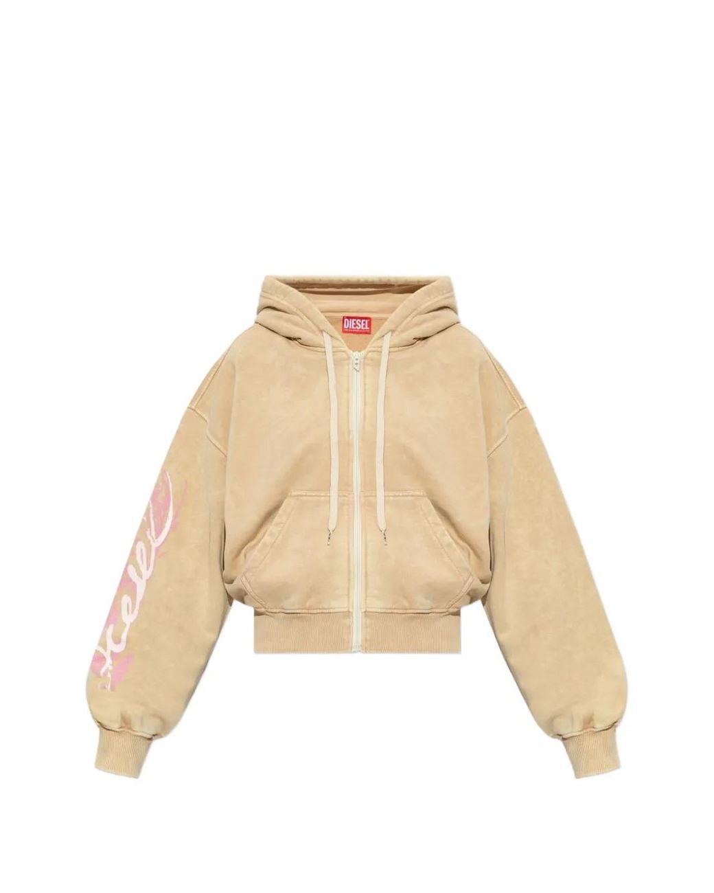 DIESEL Natural Logo-Print Zip-Up Hoodie