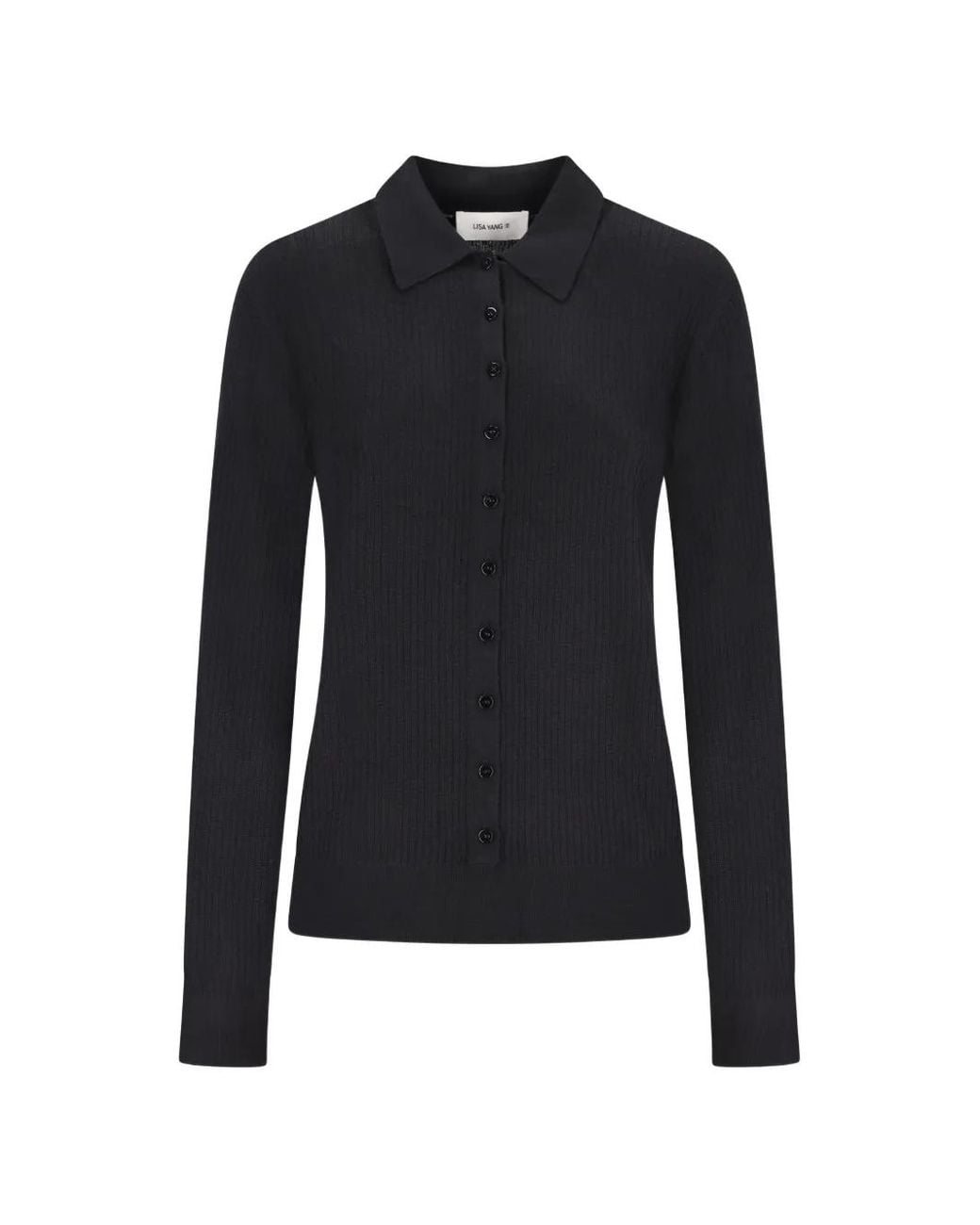 Lisa Yang Blue Agata Ribbed-Knit Cardigan