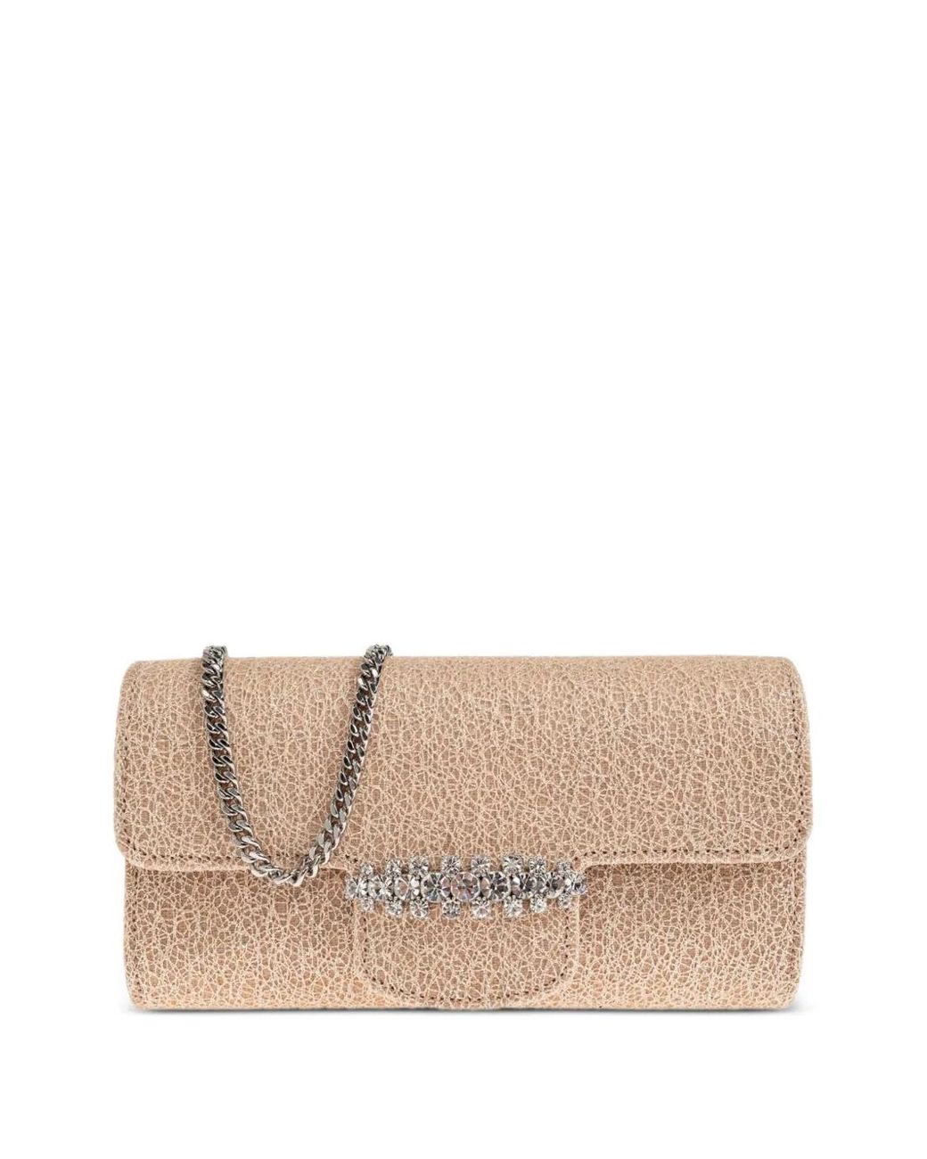 Jimmy Choo Natural Bing Crystal-Embellished Wallet On Chain