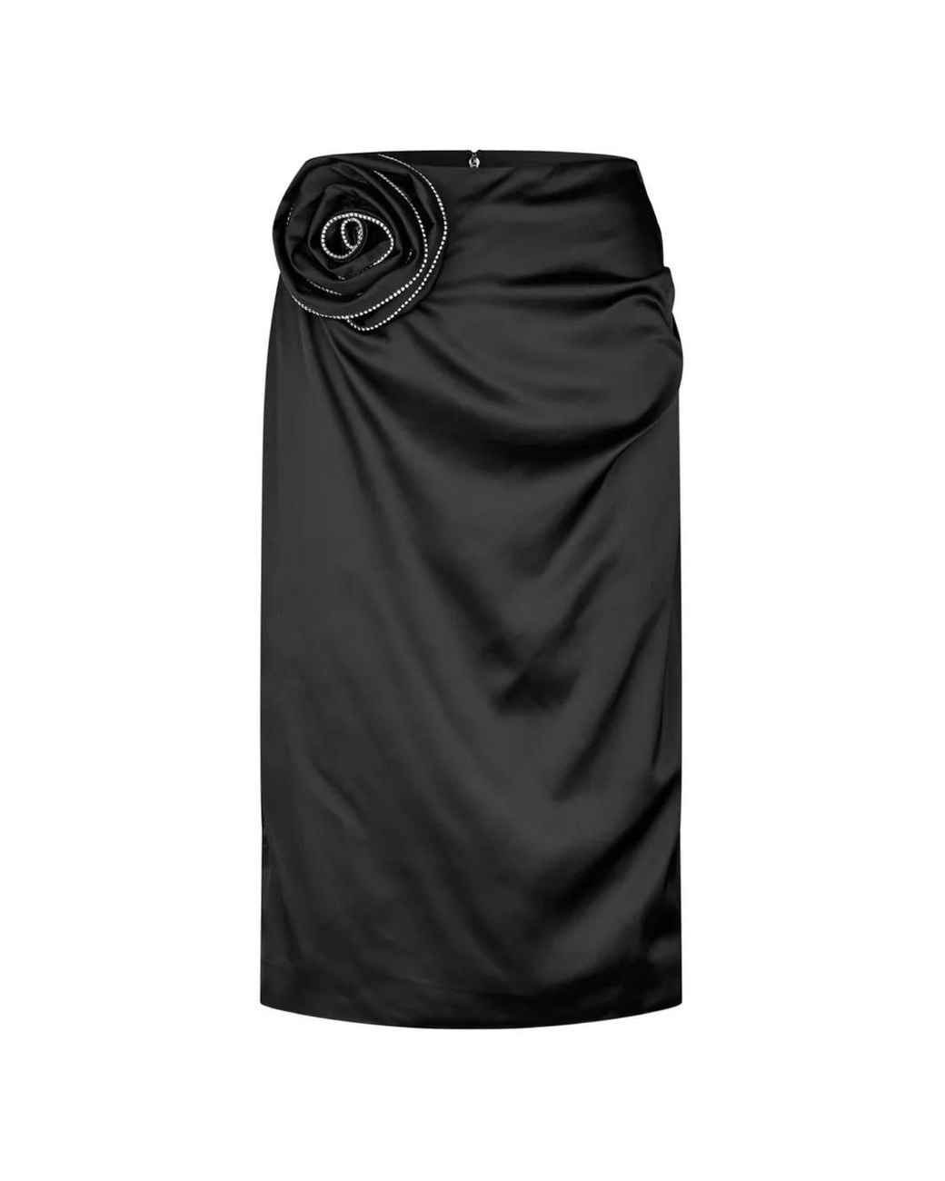 ROTATE BIRGER CHRISTENSEN Black Jupe Mi-Longue À Appliqués Fleur