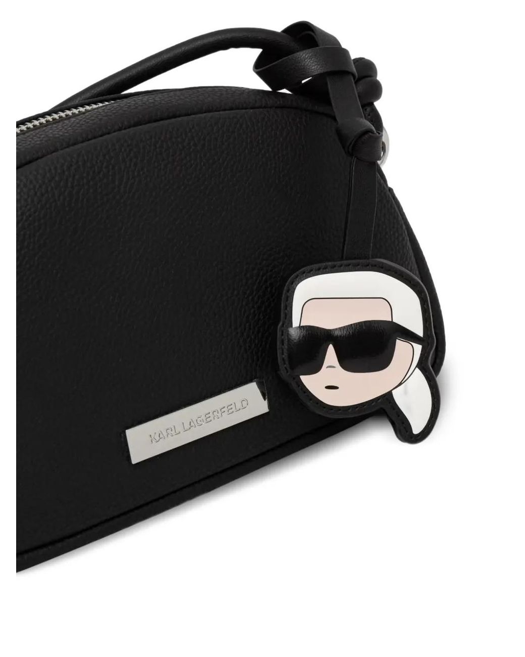 Karl Lagerfeld Black Logo-Plaque Pebbled-Texture Crossbody Bag