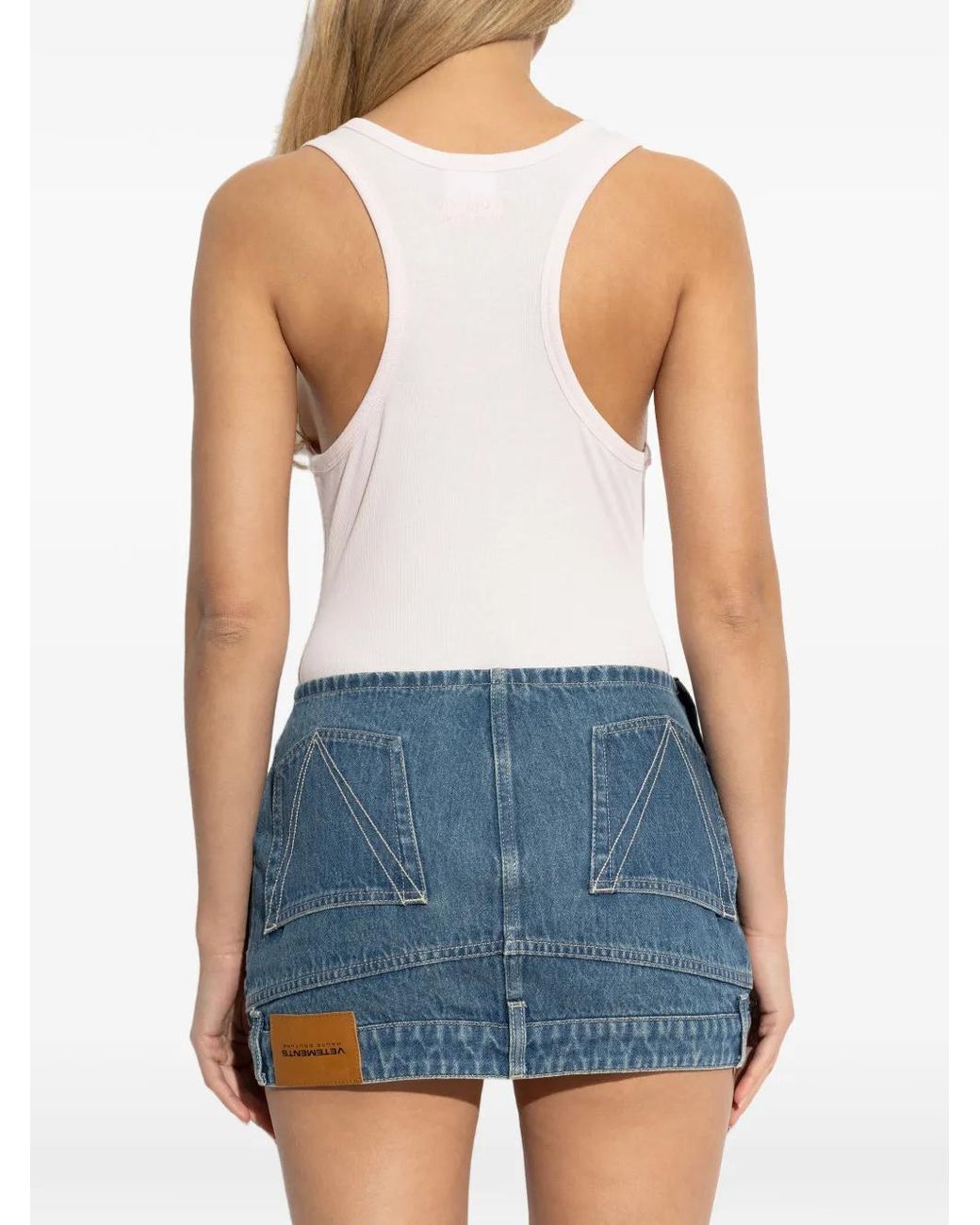 Vetements White Rhinestone Tank Top