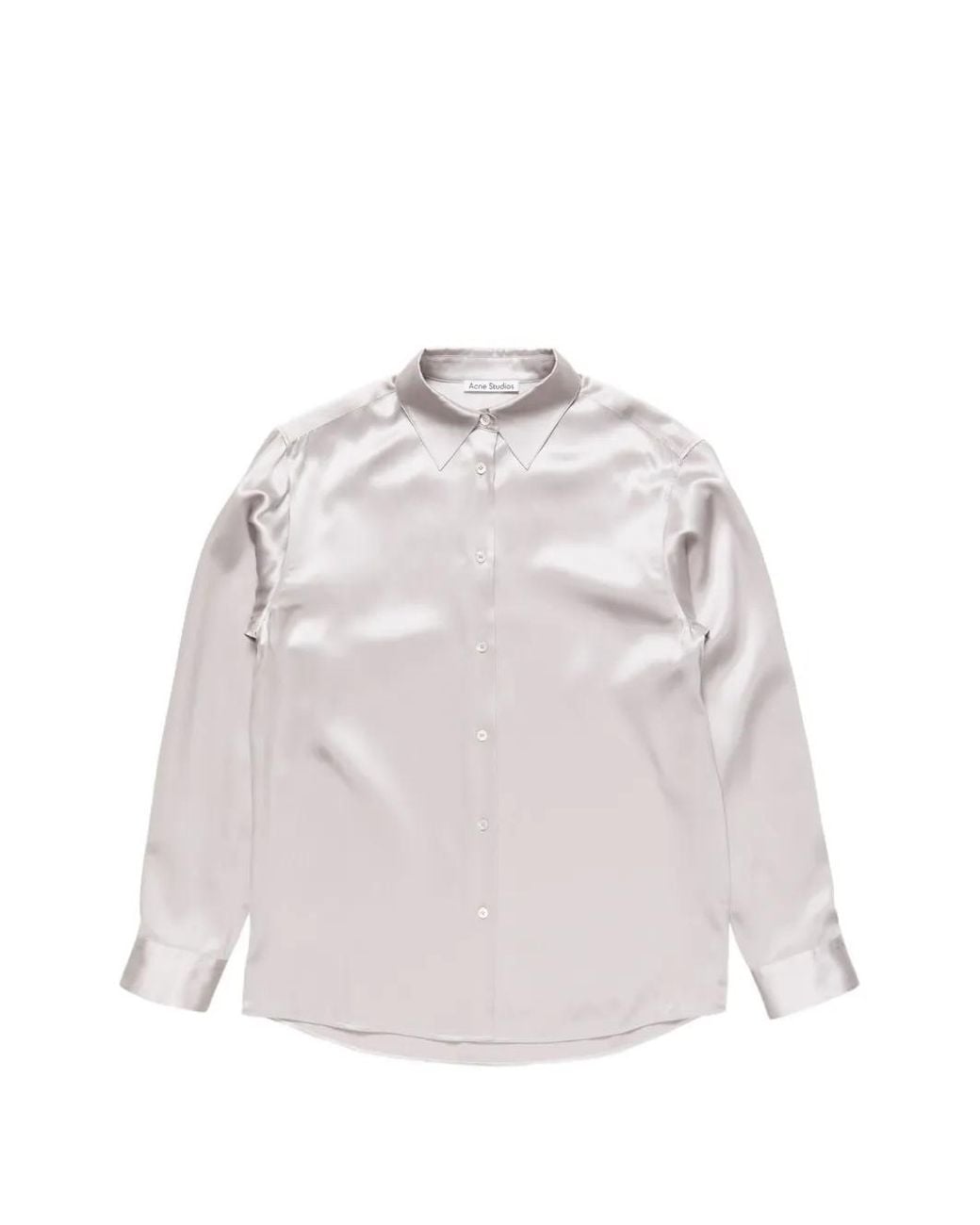 Acne White Chemise En Soie À Boutonnière