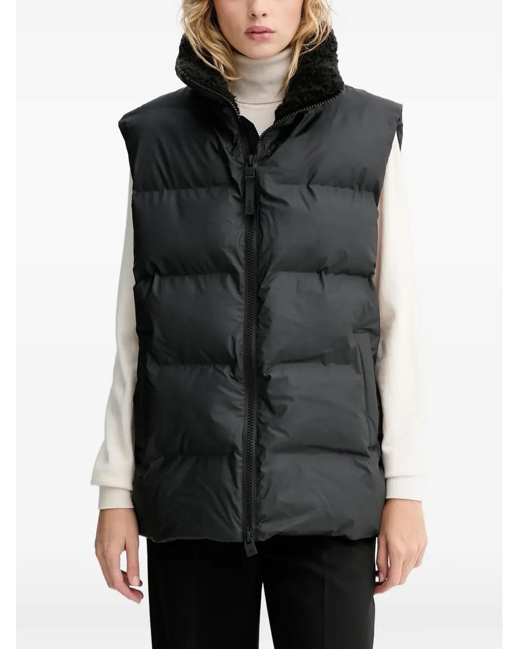 Rains Black Gilet À Design Matelassé