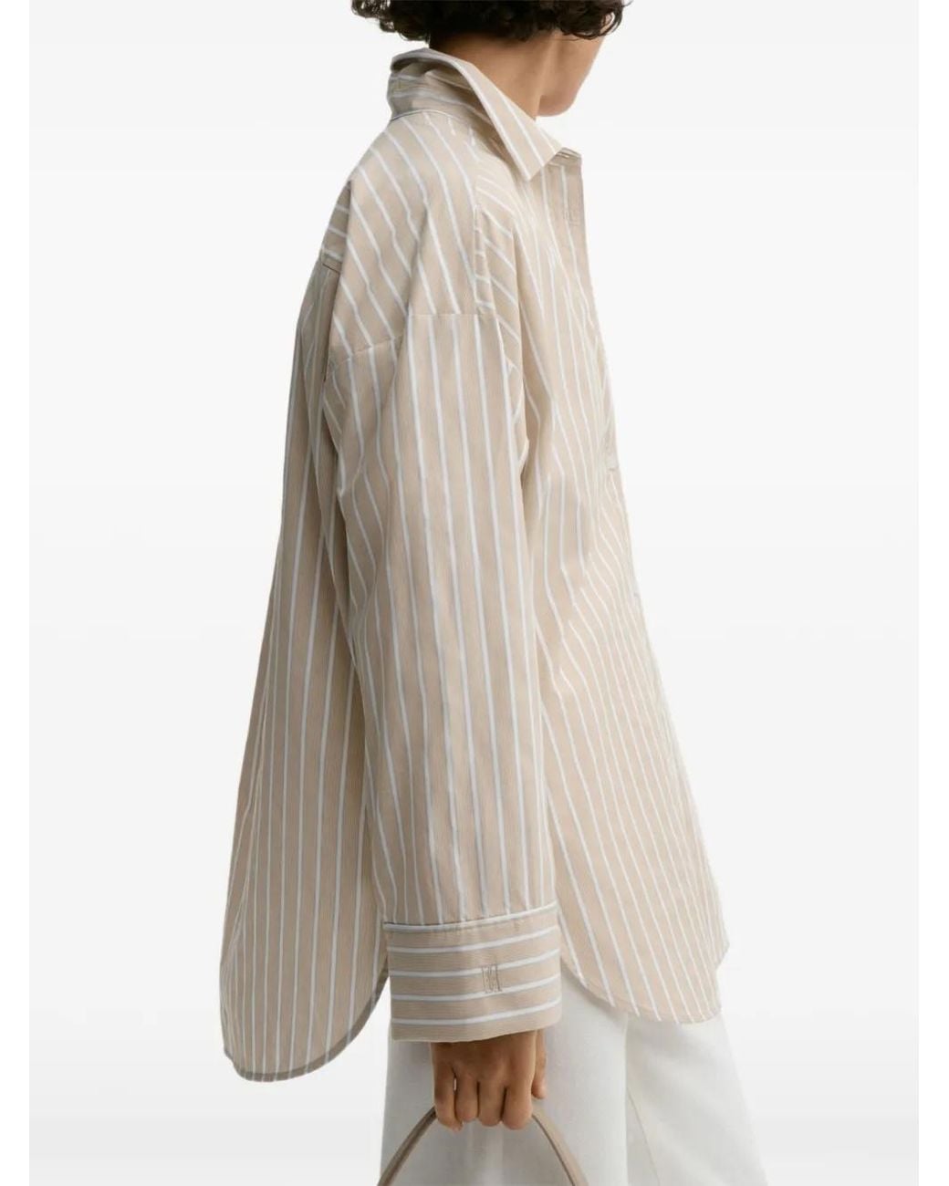 By Malene Birger Pink Derris Vertical-Stripe Chest-Pocket Shirt