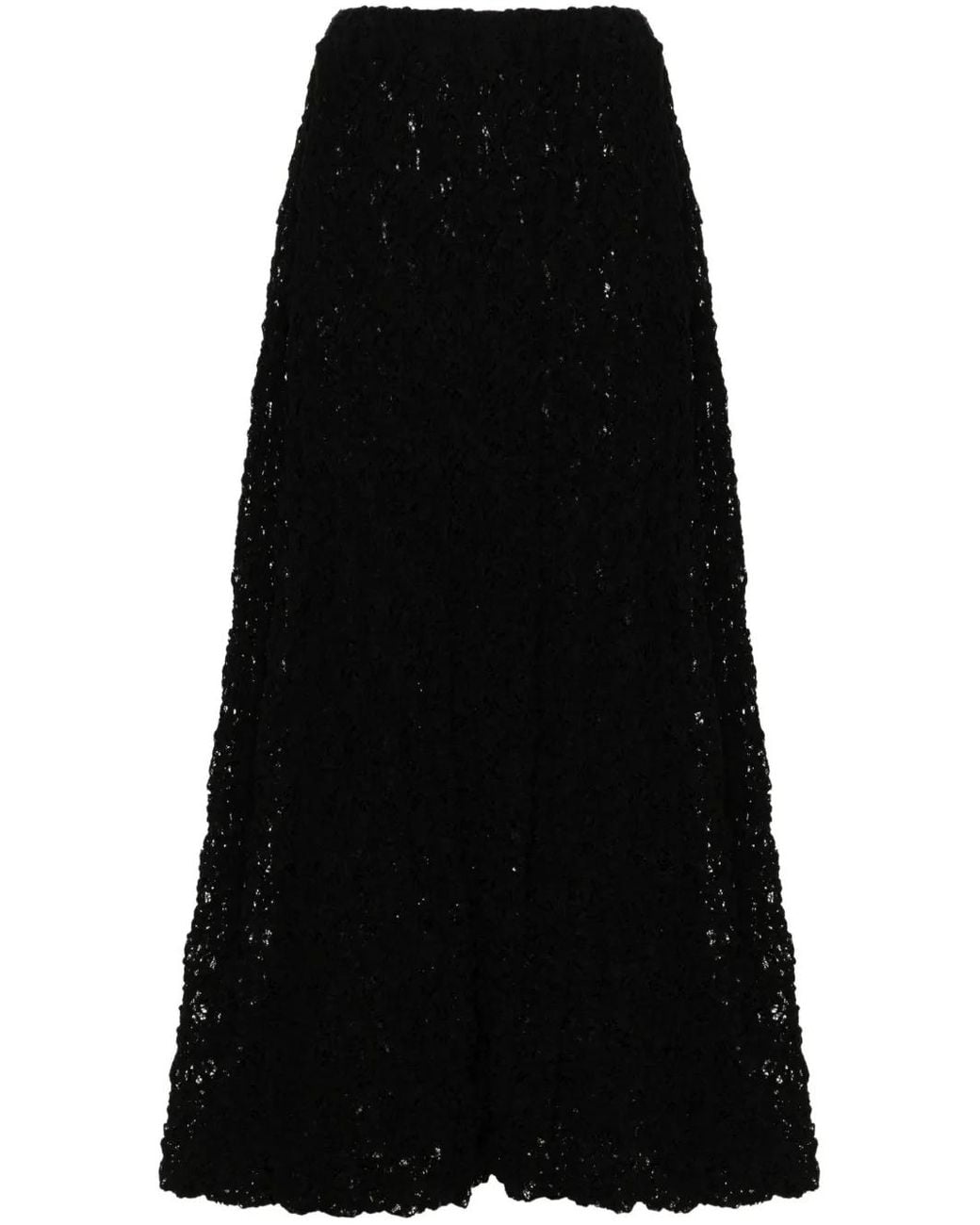Jil Sander Black Lace-Embroidered Midi Skirt