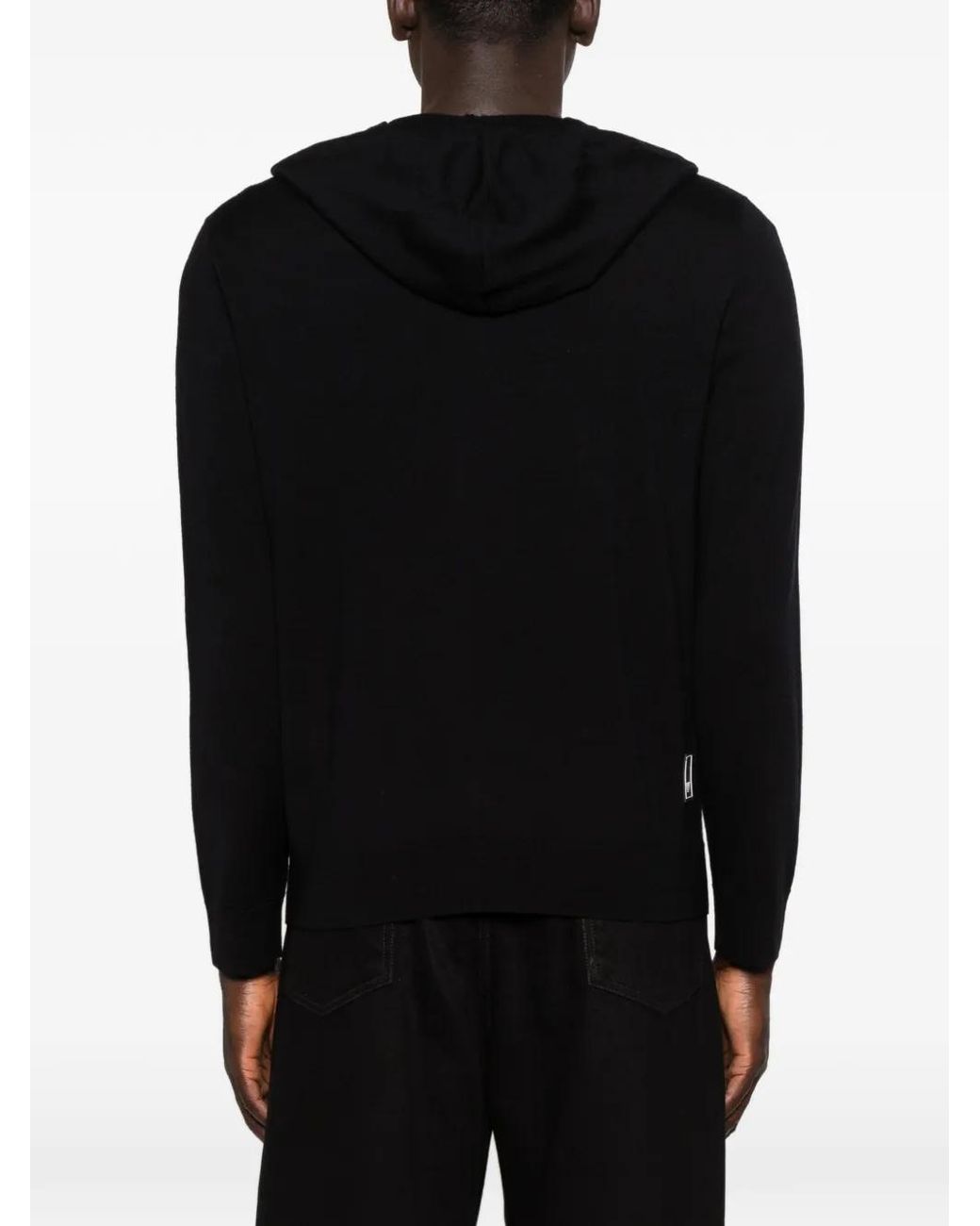 Emporio Armani Black Zip-Up Virgin-Wool Sweater for men