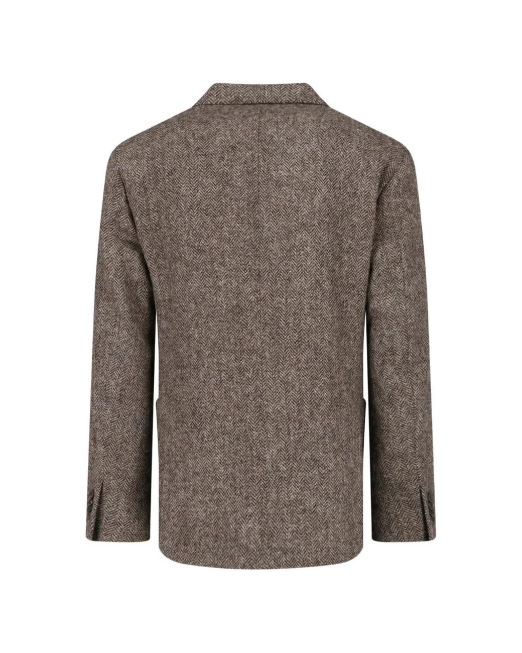Boglioli Brown Herringbone-Pattern Wool Blazer for men