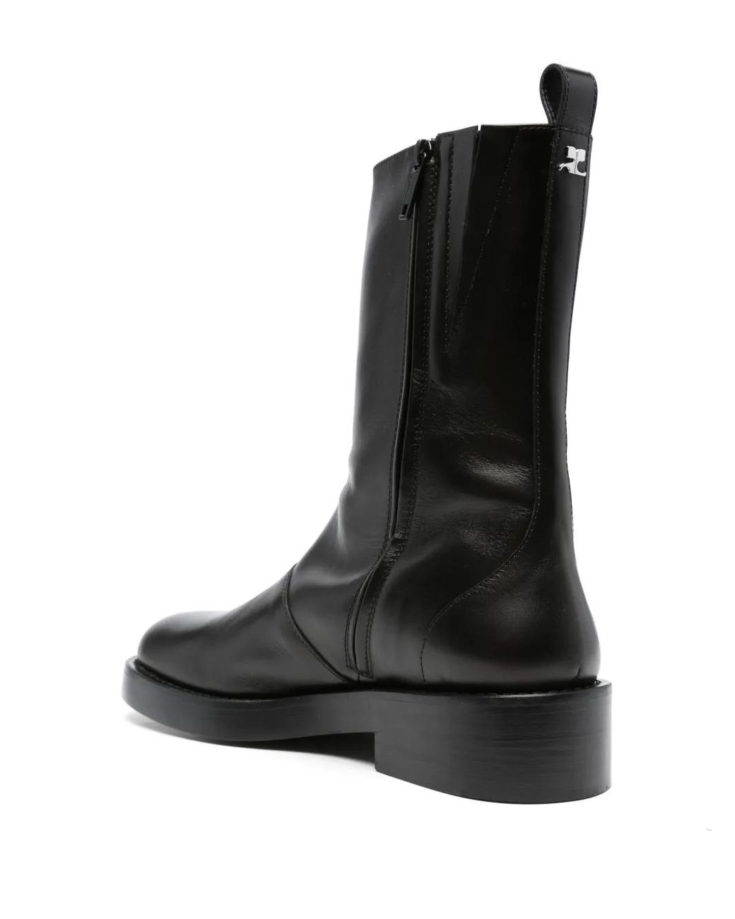 Courreges Black Stretch Leather Boots for men