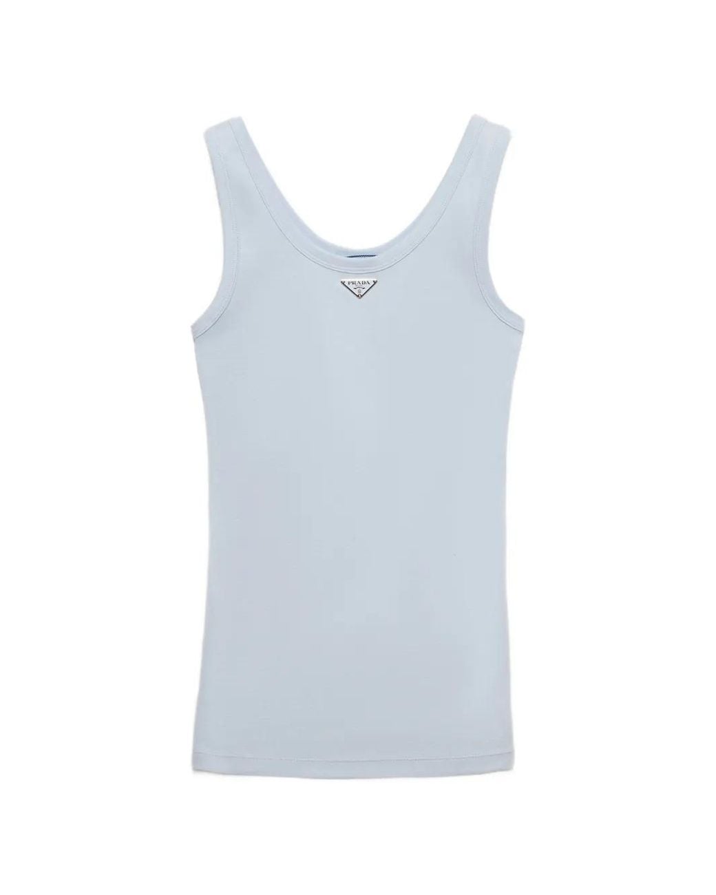 Prada Blue Ribbed Knit Tank Top