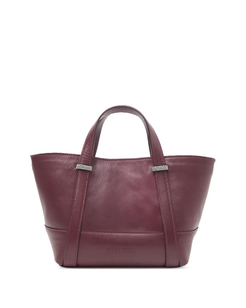 Peserico Purple Itinera Beaded-Trim Leather Tote Bag