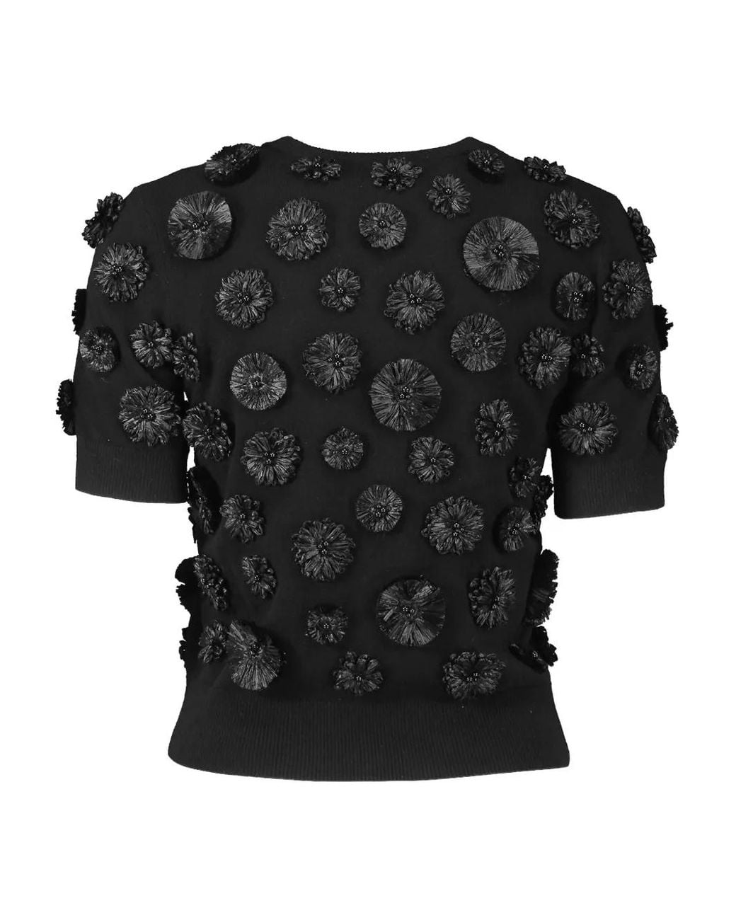 Michael Kors Black Floral-Embroidered Shell Top