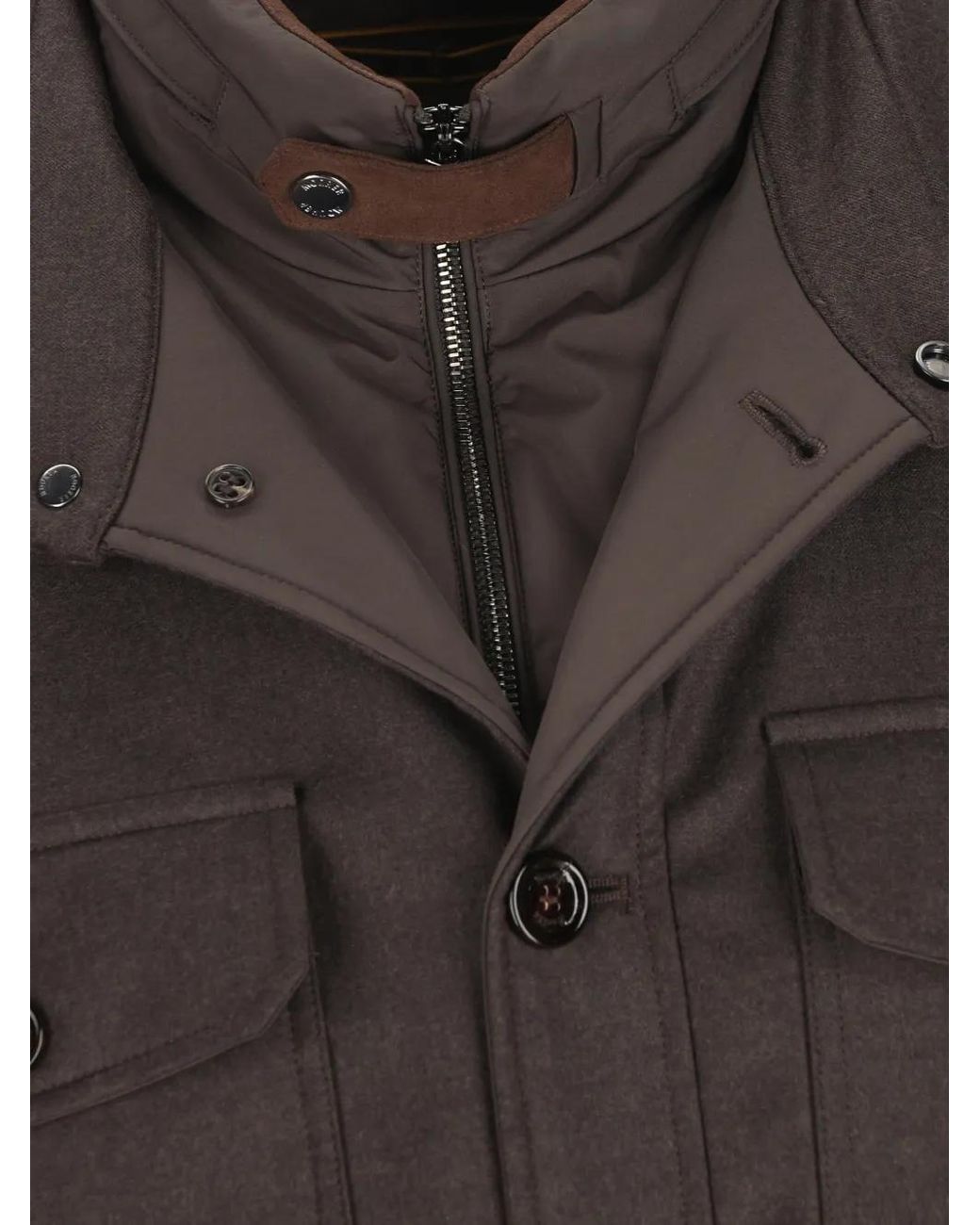 Moorer Brown Pocket Button-Up Jacket for men