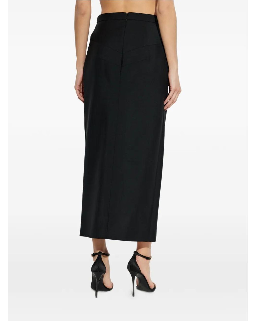 Givenchy Black Jupe Longue En Laine Et Mohair