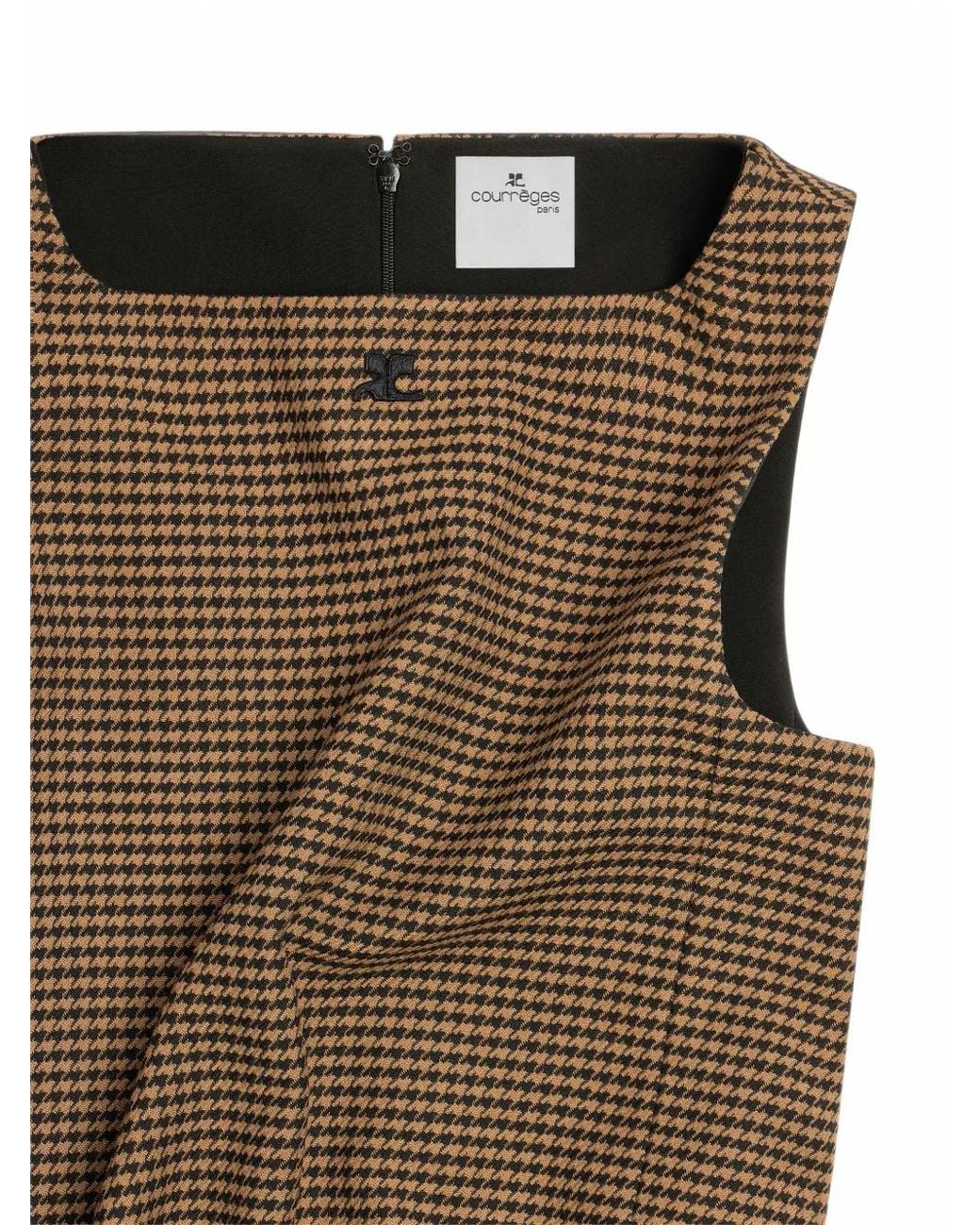 Courreges Brown Houndstooth Slit Mini Dress
