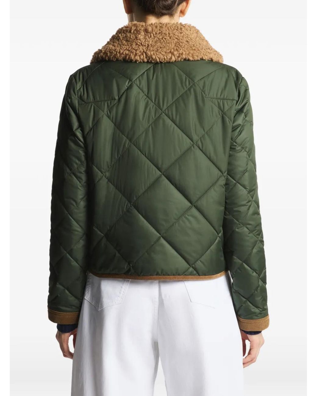 Fay Green Veste Matelassée À Col Lainé