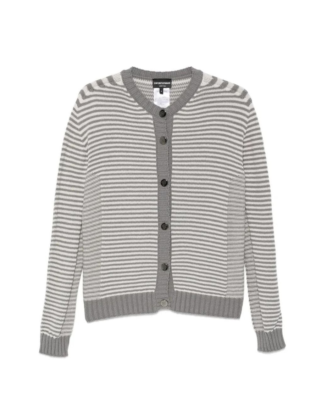 Emporio Armani Gray Signature Capsule Striped Cardigan