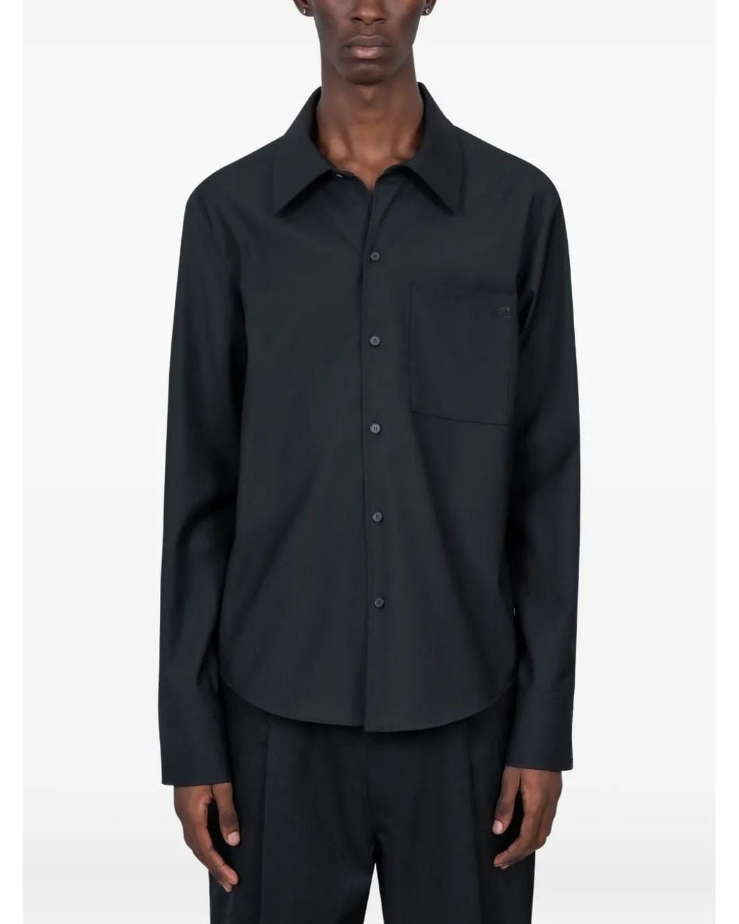 Courreges Black Chest-Pocket Long-Sleeve Shirt for men
