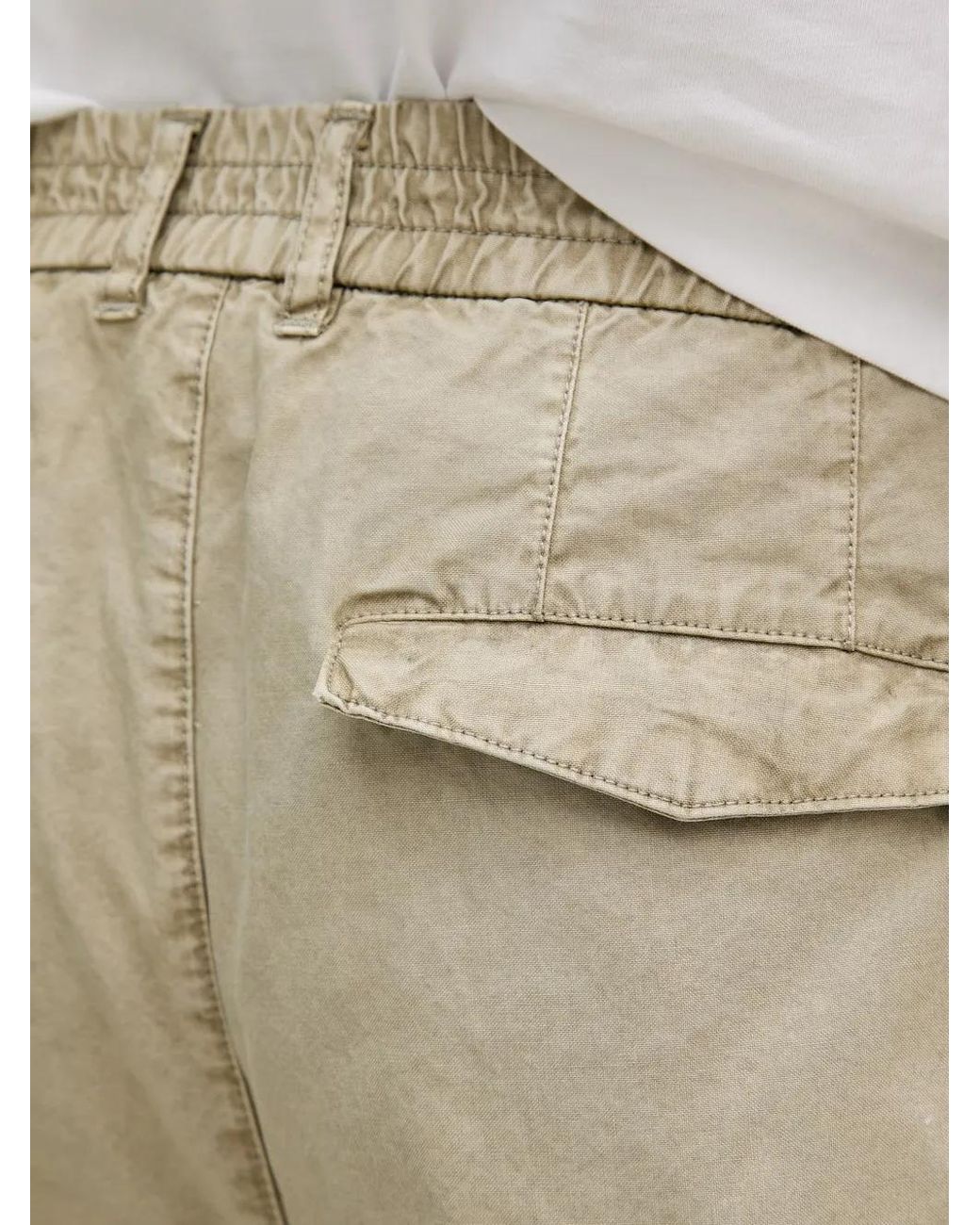 Benetton Natural Pleated Elasticated-Waistband Trousers for men