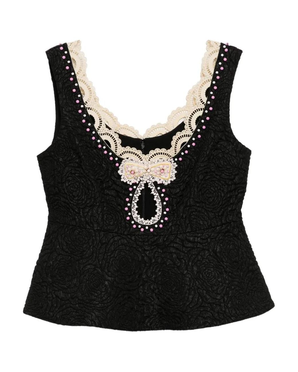 Cynthia Rowley Black Bead-Embellished Vest