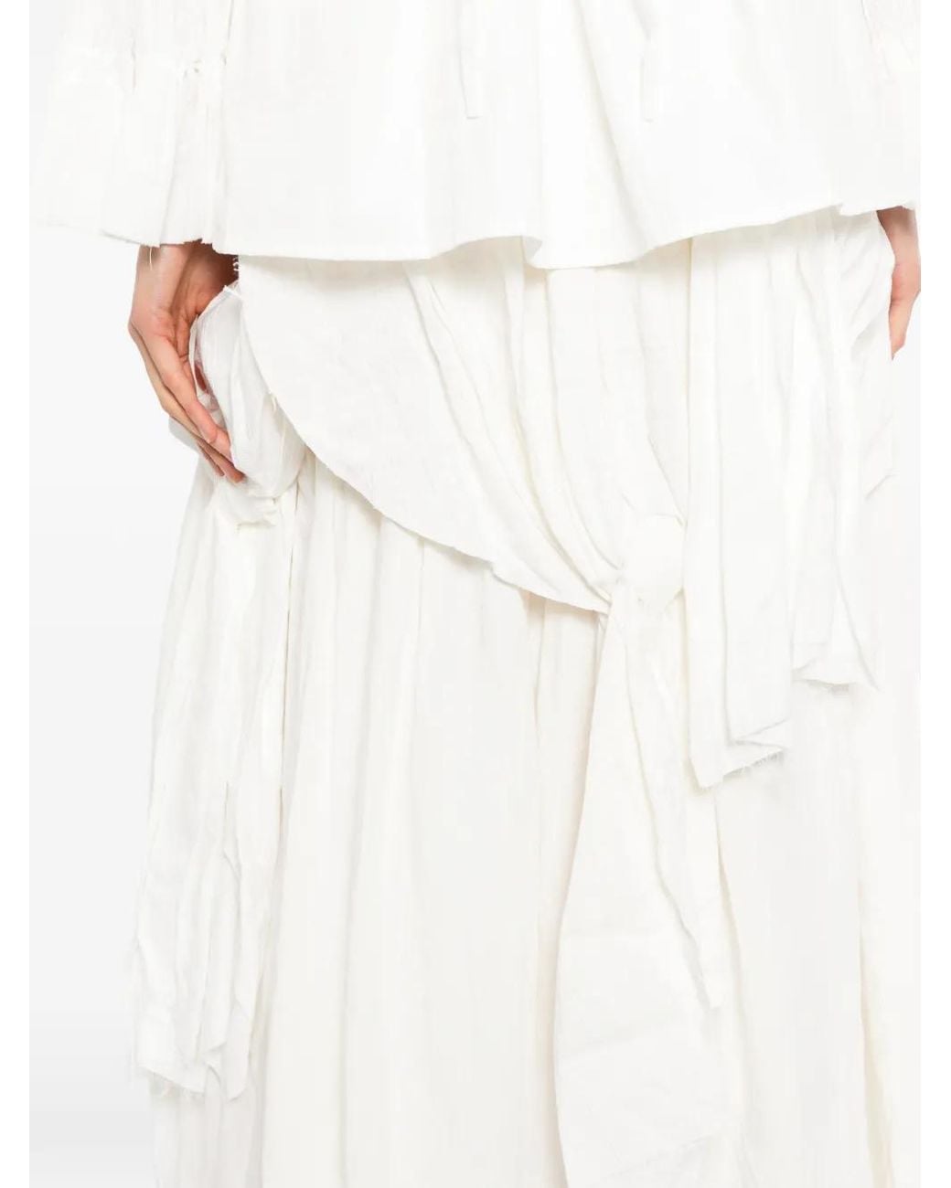 A Tentative Atelier White Layered Knot Skirt