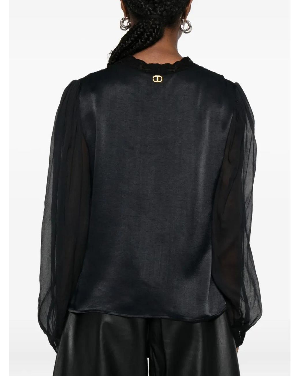 Twinset Black Lace-Detail Blouse
