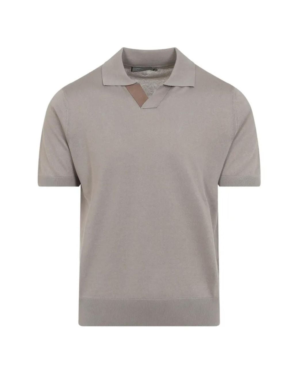 Canali Gray Collar-Detail T-Shirt for men