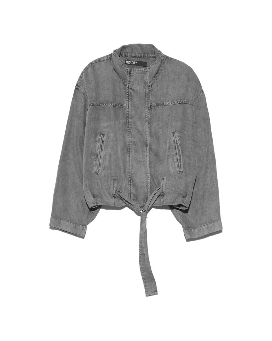 Bimba Y Lola Gray Washed Light Fluid Denim Jacket