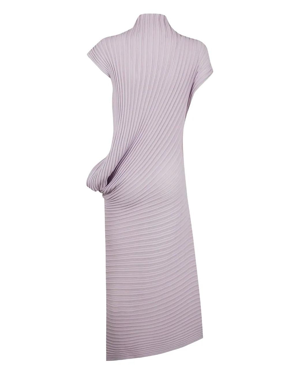 issey miyake purple dress Pleats Please Pleated Vented Hem Dress - Saxe Blue