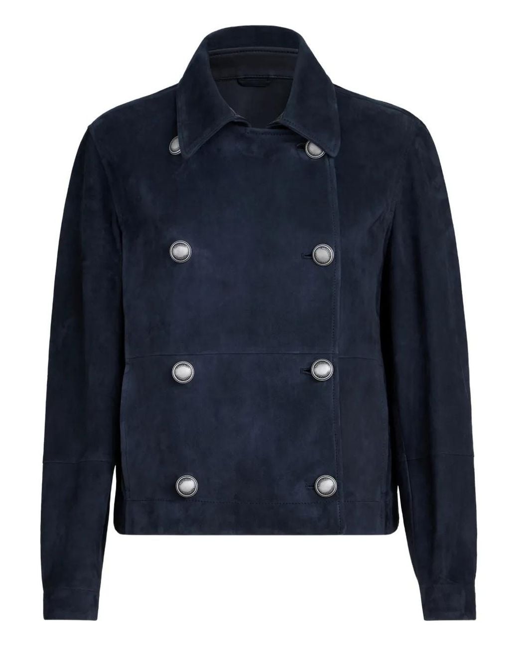 Brunello Cucinelli Blue Monili-Detail Double-Breasted Jacket