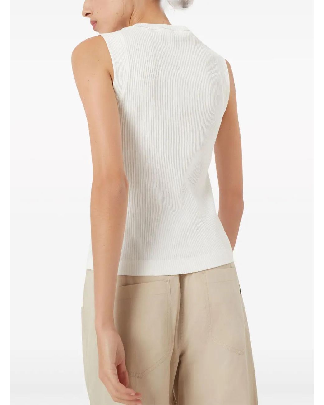 Brunello Cucinelli White Ribbed Cotton Tank Top