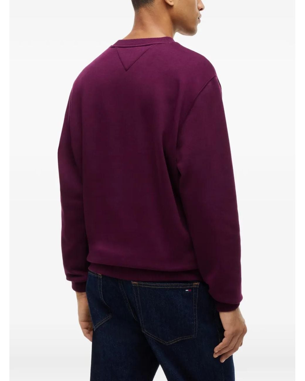 Tommy Hilfiger Purple Logo-Embroidered Crew-Neck Sweater for men