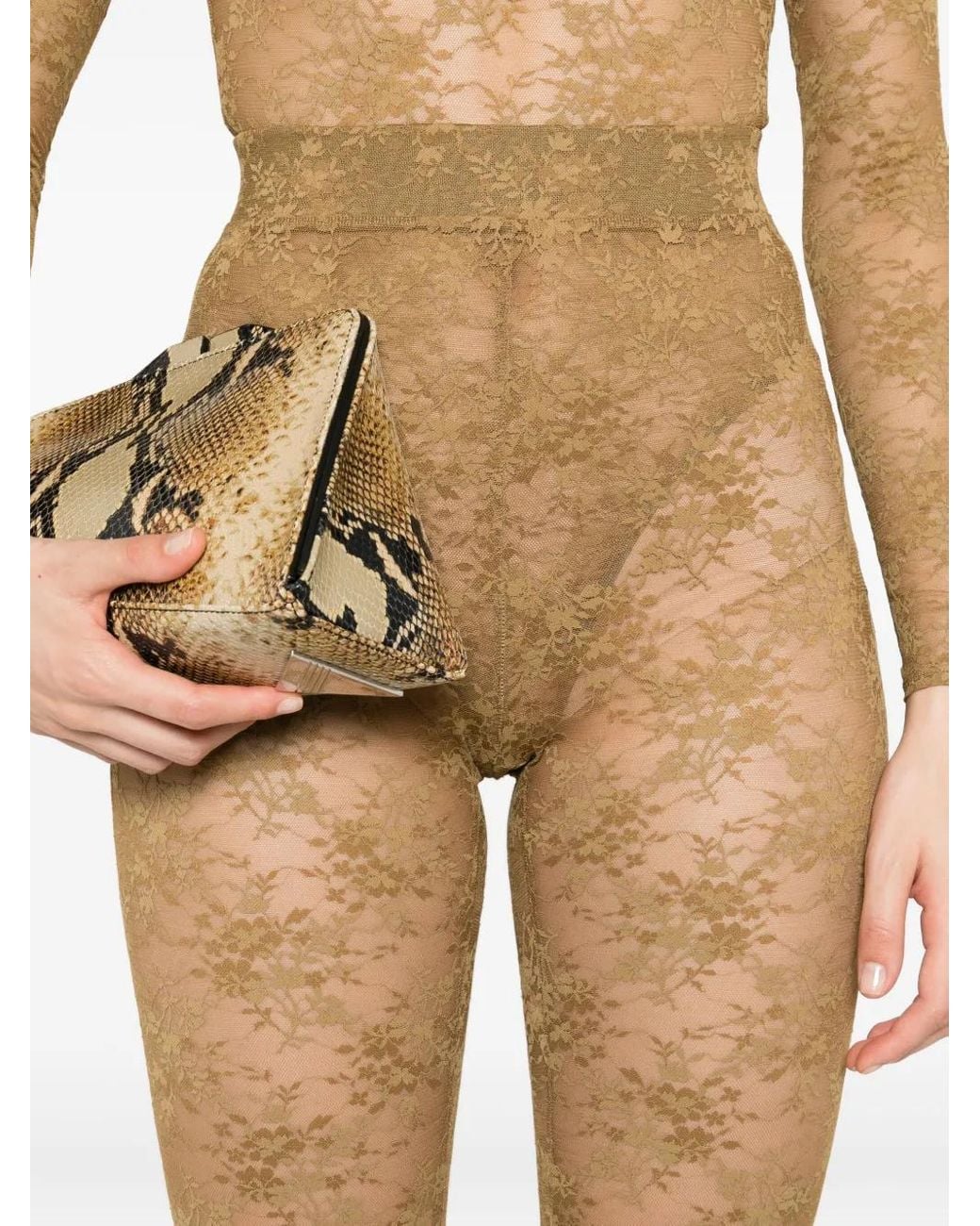 Alex Perry Natural Lace-Floral Leggings