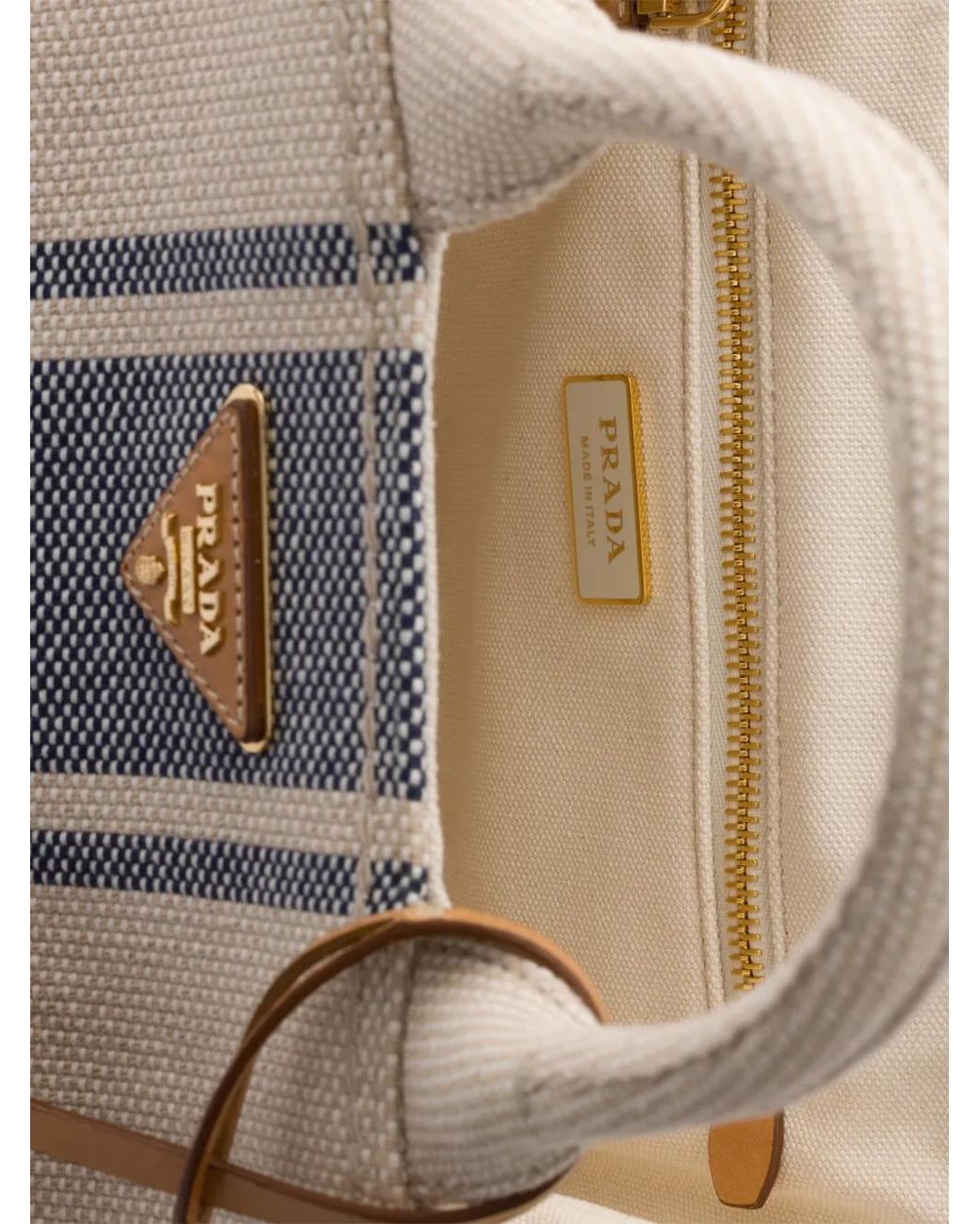 Prada Natural Jardinière Small Cotton Canvas Bag