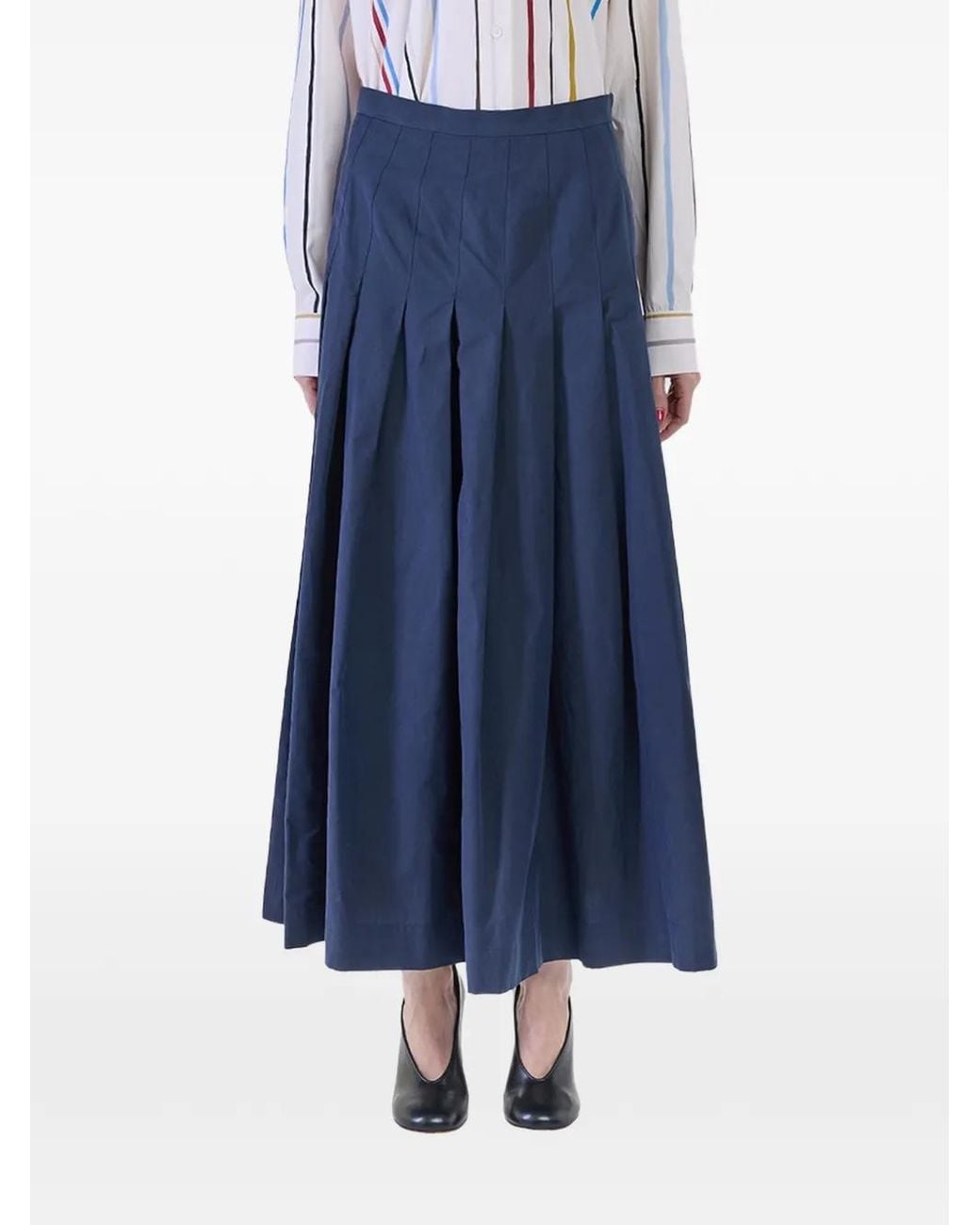 Paul Smith Blue Pleated Midi Skirt