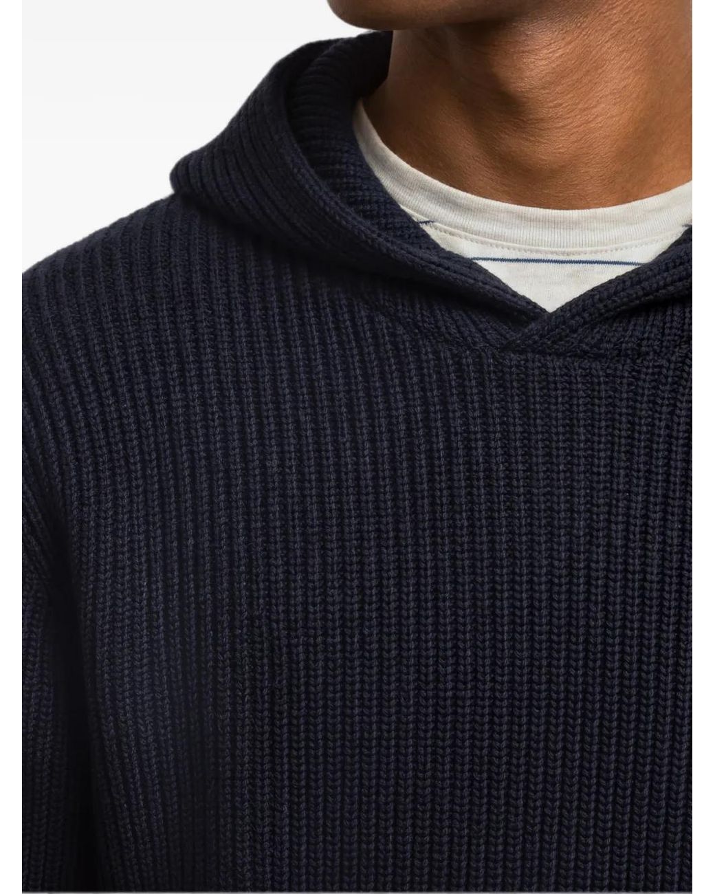 Orlebar Brown Blue Kirk Chunky Rib-Knit Hoodie for men