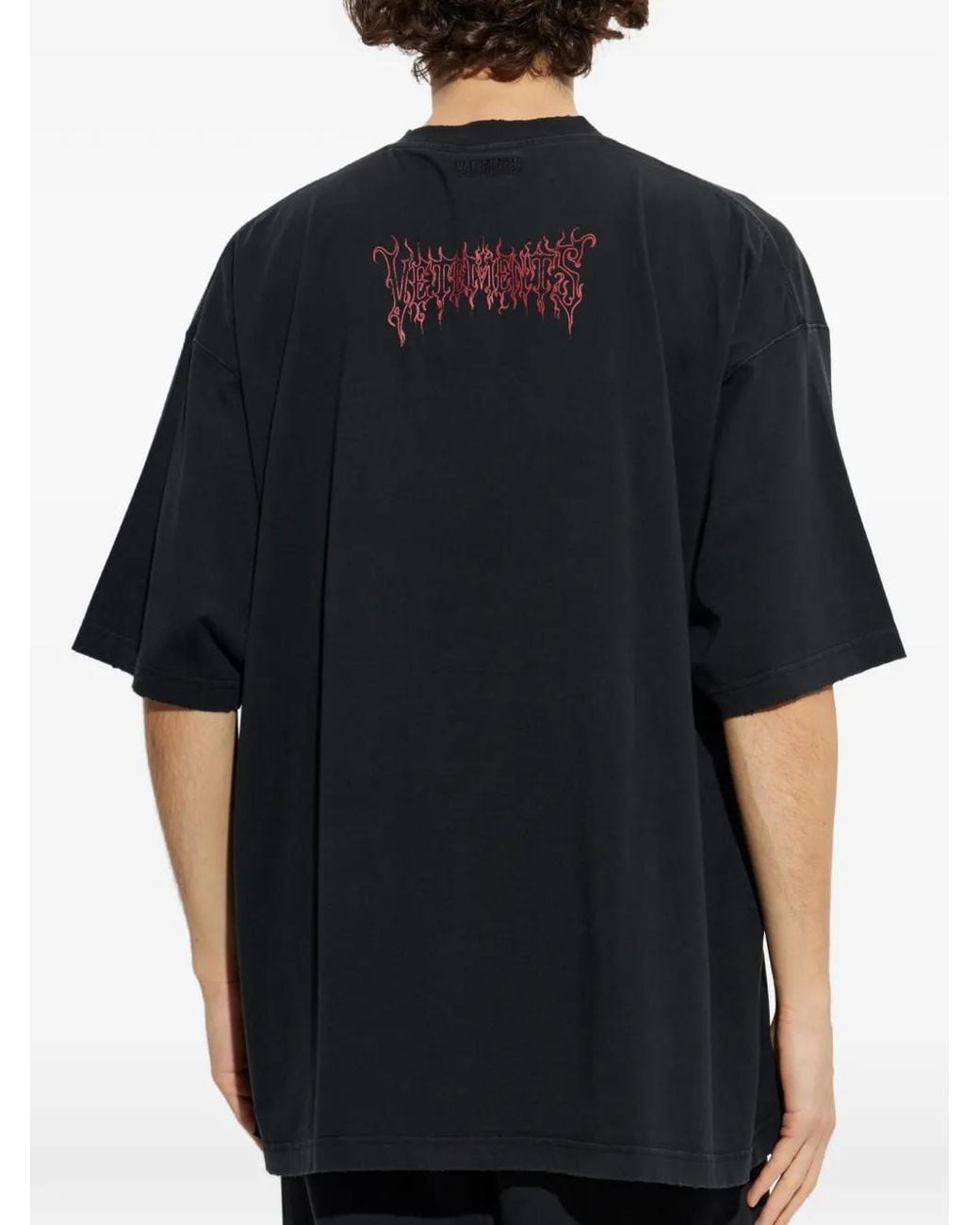 Vetements Black Graphic-Print Oversized T-Shirt for men