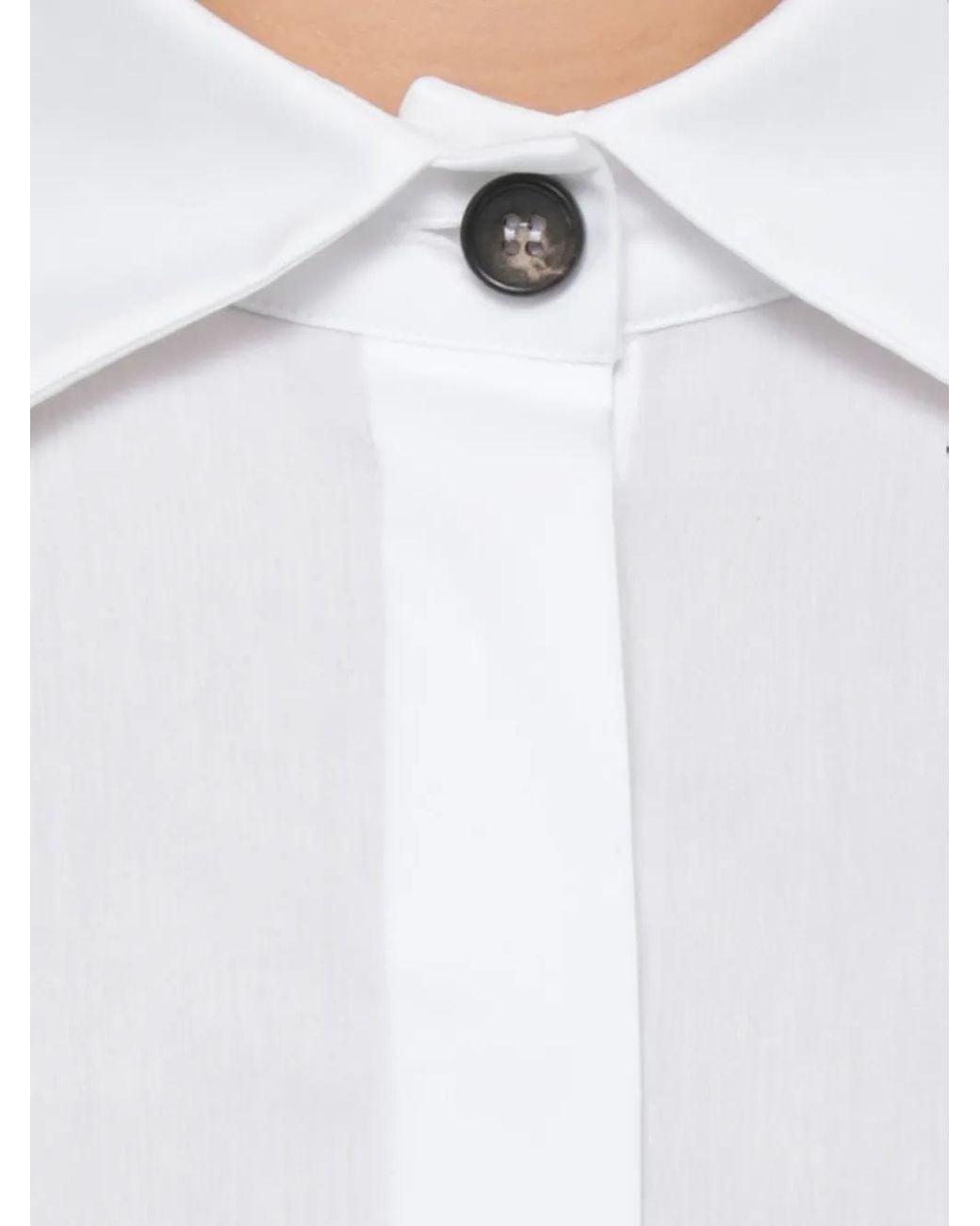 D.exterior White Concealed-Front Shirt